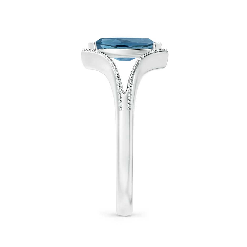 8x4mm A Marquise London Blue Topaz Split Shank Ring with Milgrain in White Gold side 2