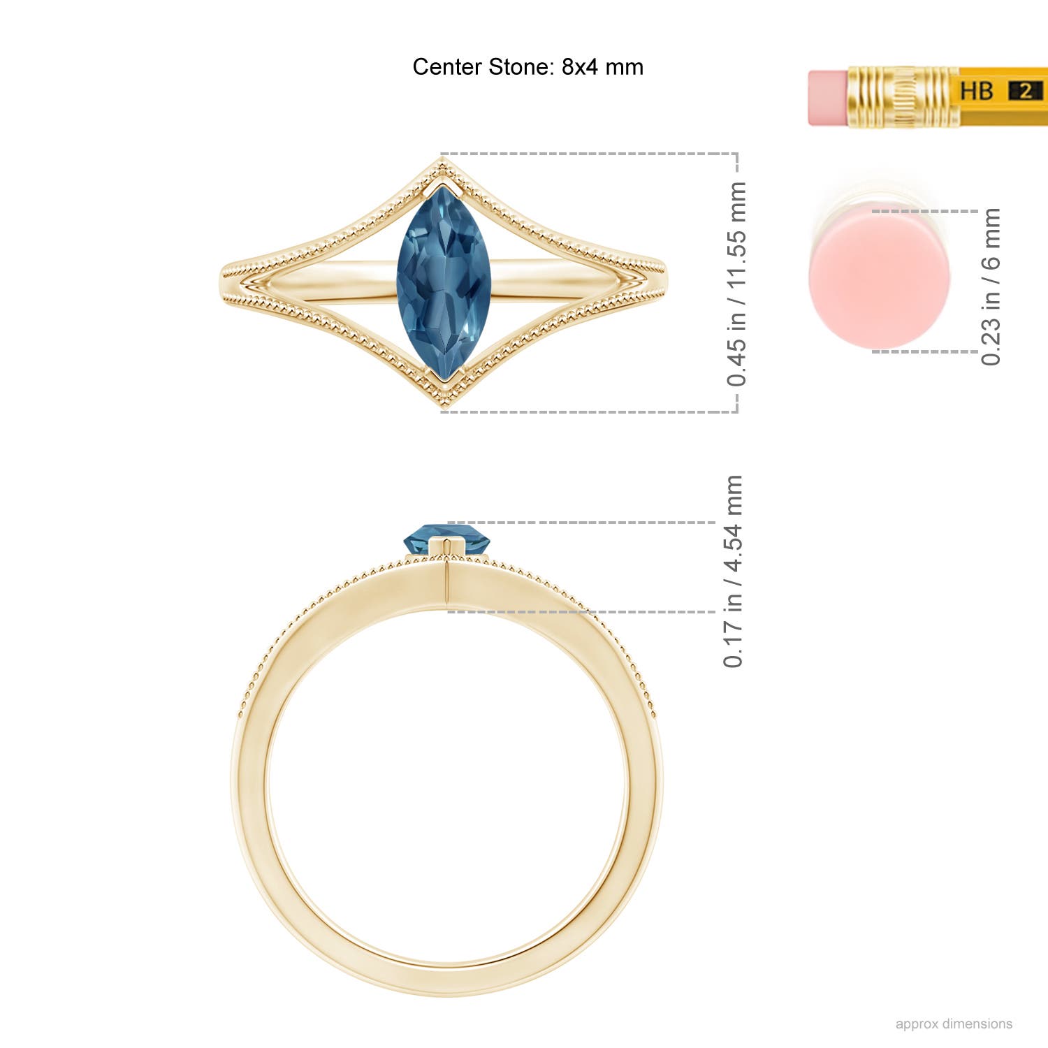 A - London Blue Topaz / 0.6 CT / 14 KT Yellow Gold