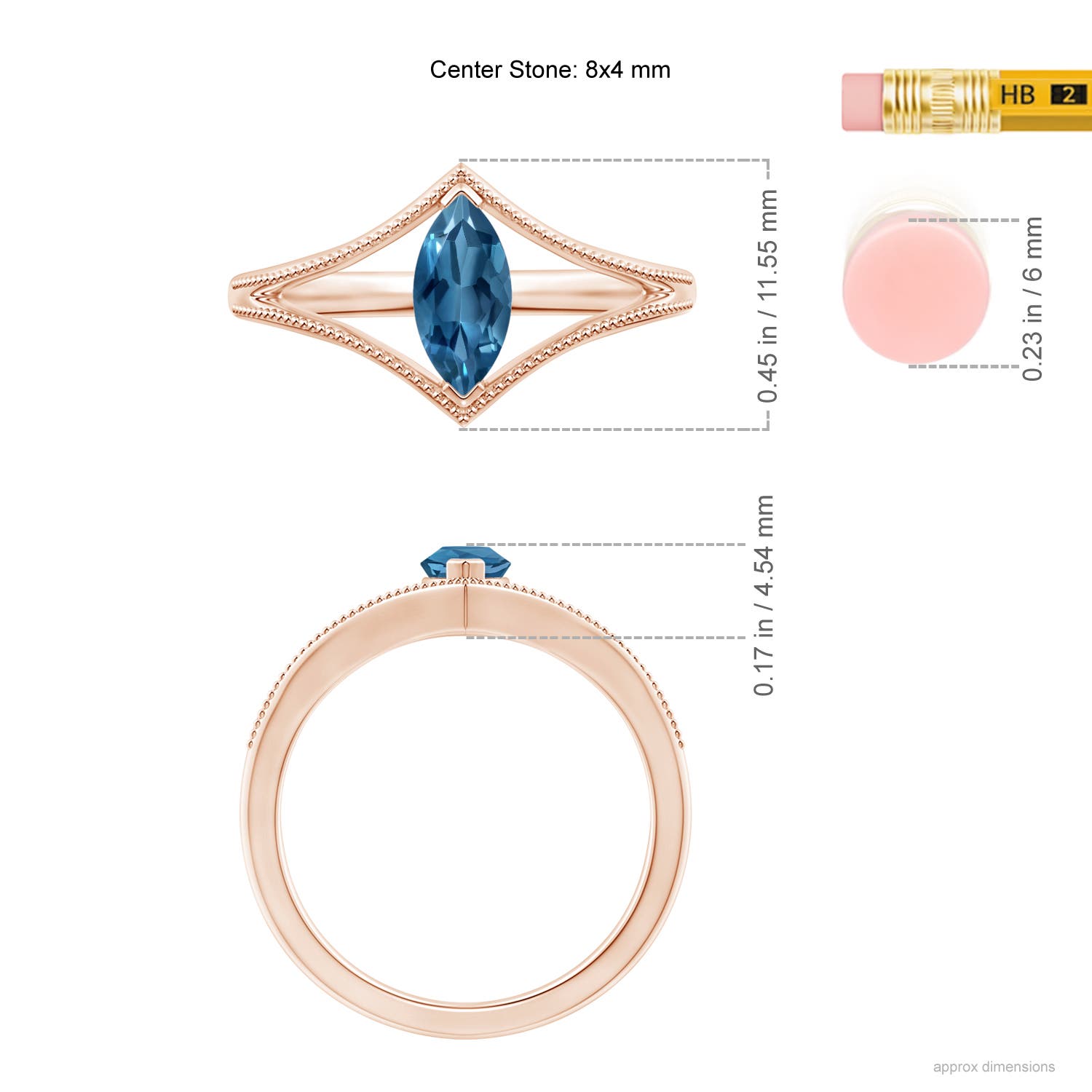 AA - London Blue Topaz / 0.6 CT / 14 KT Rose Gold