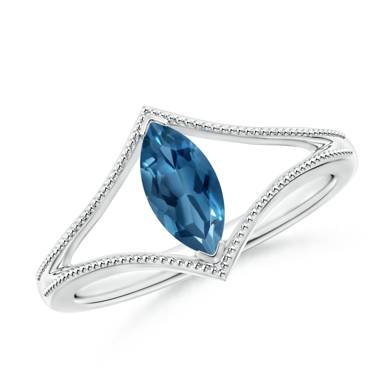 AA - London Blue Topaz / 0.6 CT / 14 KT White Gold