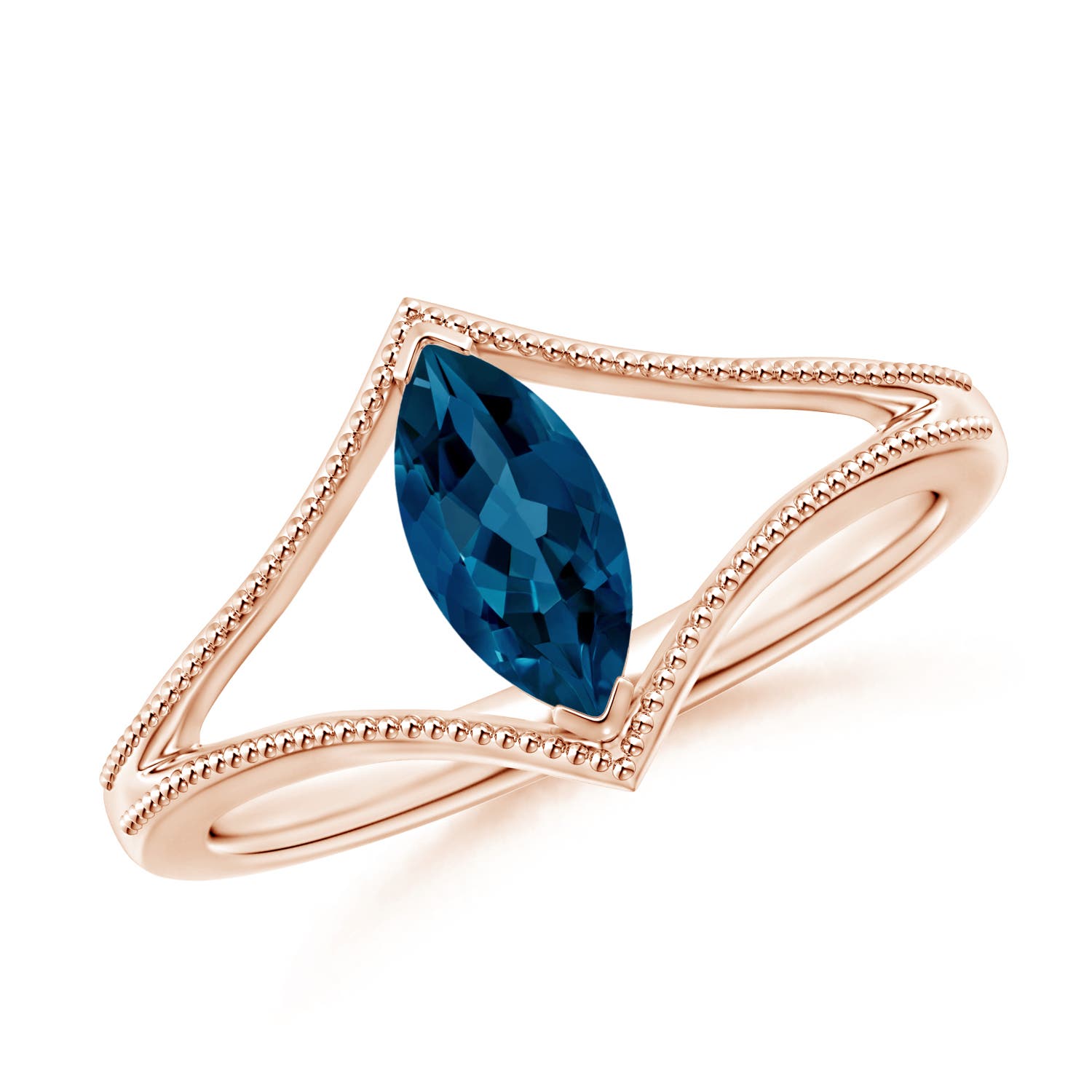 AAA - London Blue Topaz / 0.6 CT / 14 KT Rose Gold