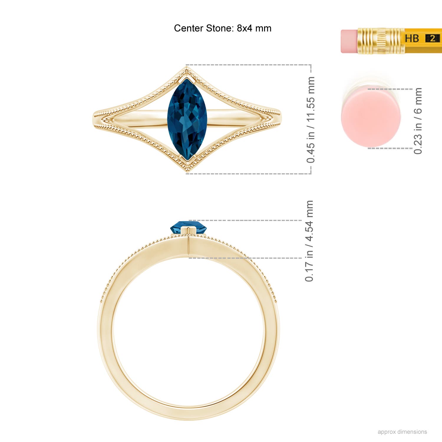 AAA - London Blue Topaz / 0.6 CT / 14 KT Yellow Gold