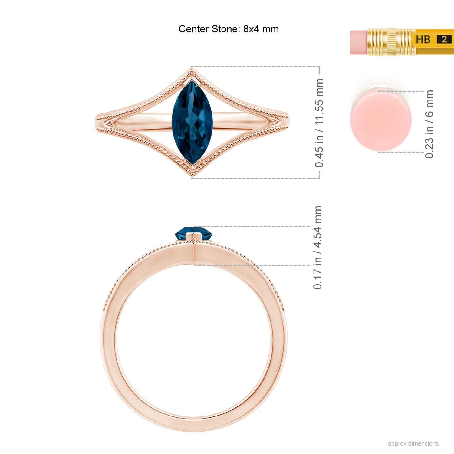 AAAA - London Blue Topaz / 0.6 CT / 14 KT Rose Gold