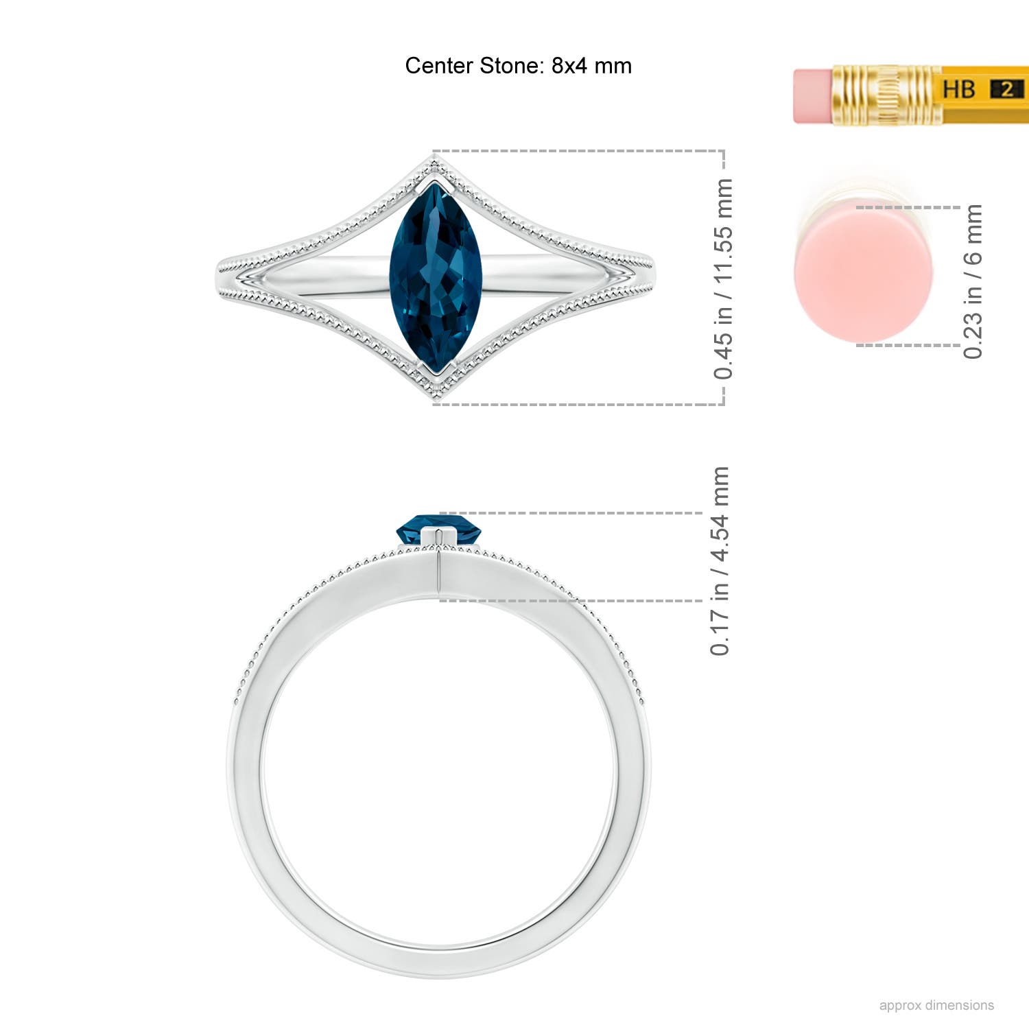 AAAA - London Blue Topaz / 0.6 CT / 14 KT White Gold