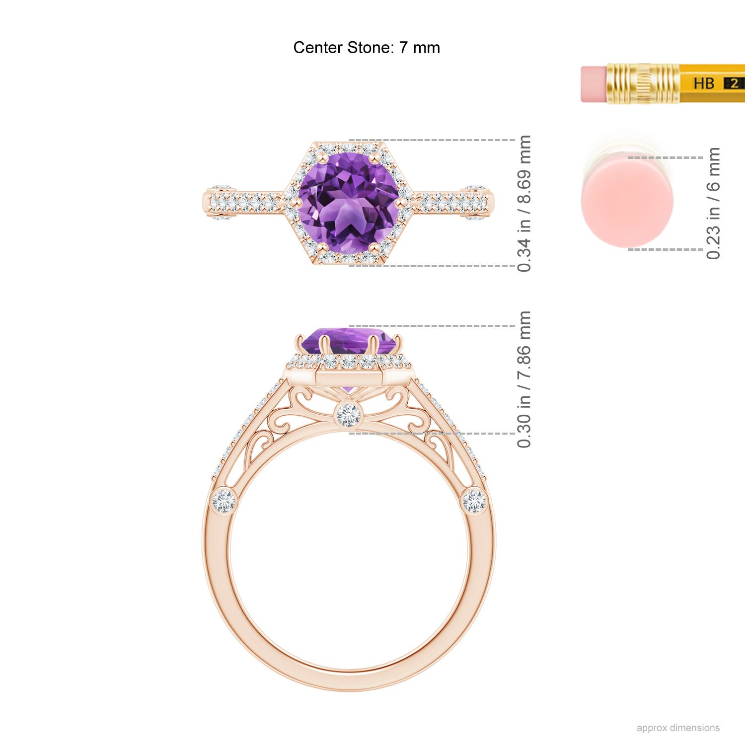 AA - Amethyst / 1.52 CT / 14 KT Rose Gold