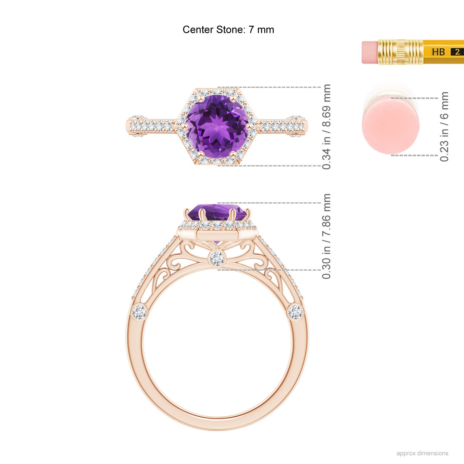 AAA - Amethyst / 1.52 CT / 14 KT Rose Gold