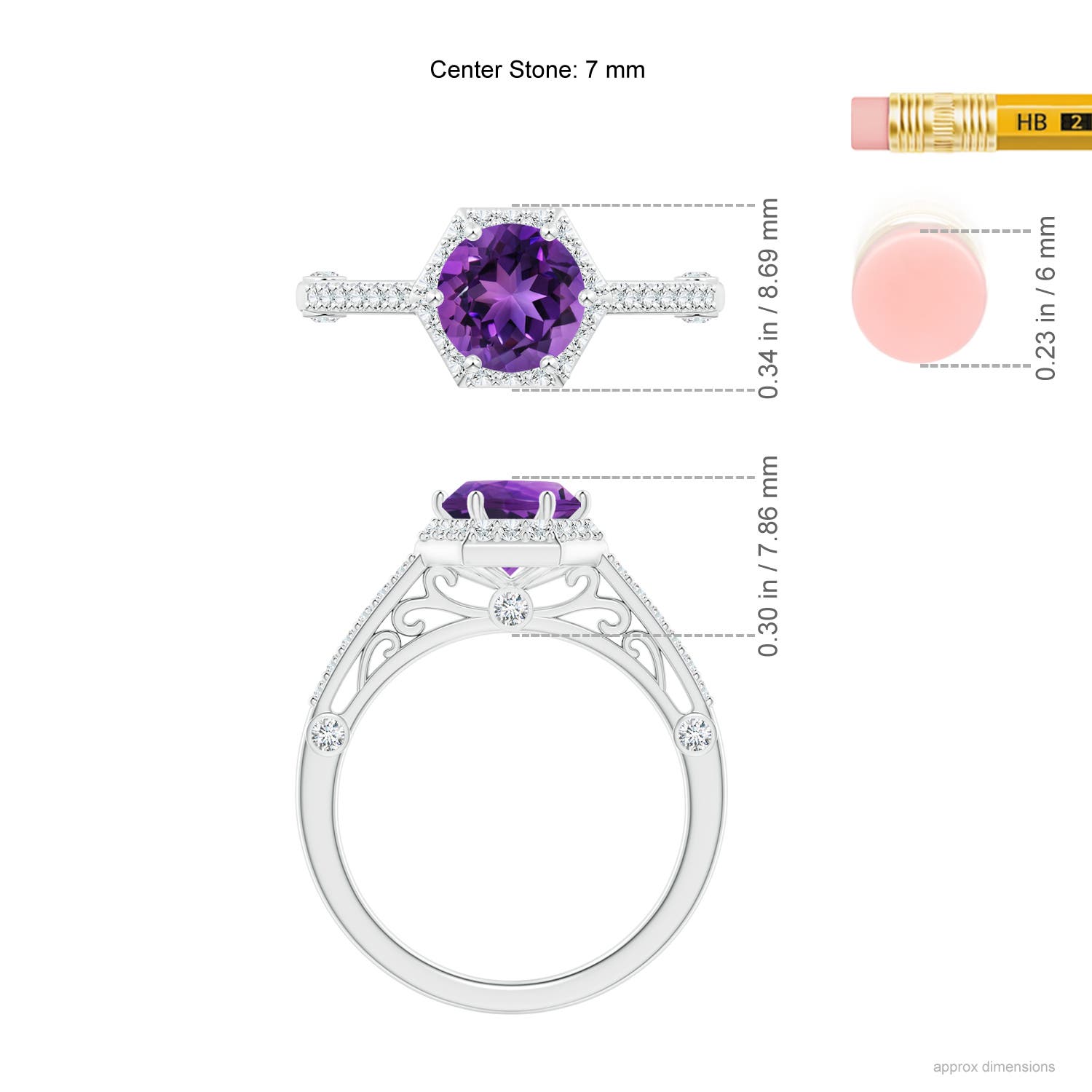 AAAA - Amethyst / 1.52 CT / 14 KT White Gold