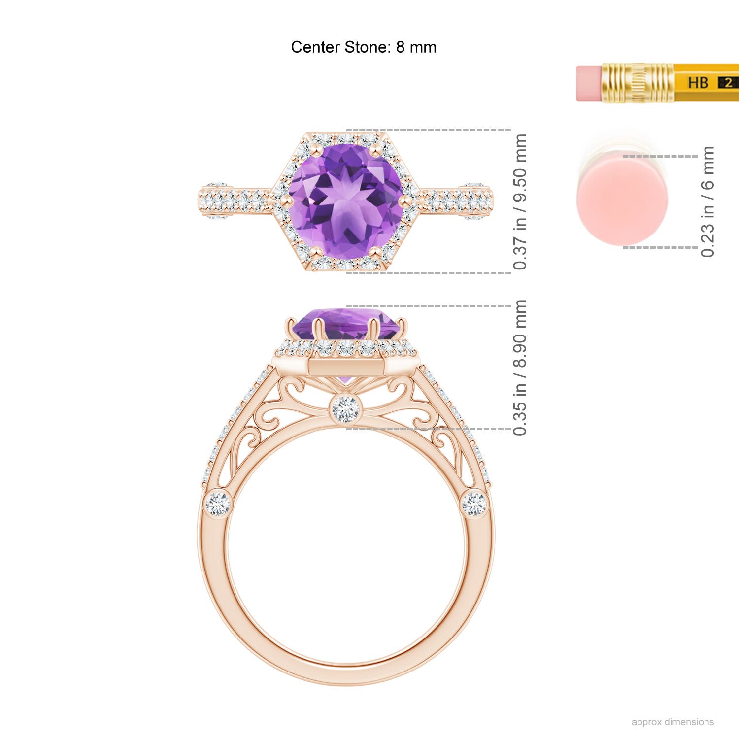 A - Amethyst / 2.14 CT / 14 KT Rose Gold