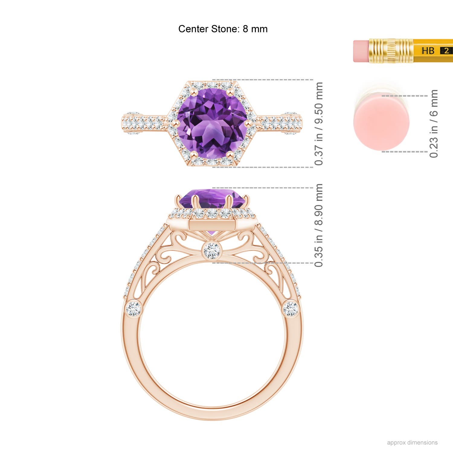 AA - Amethyst / 2.14 CT / 14 KT Rose Gold