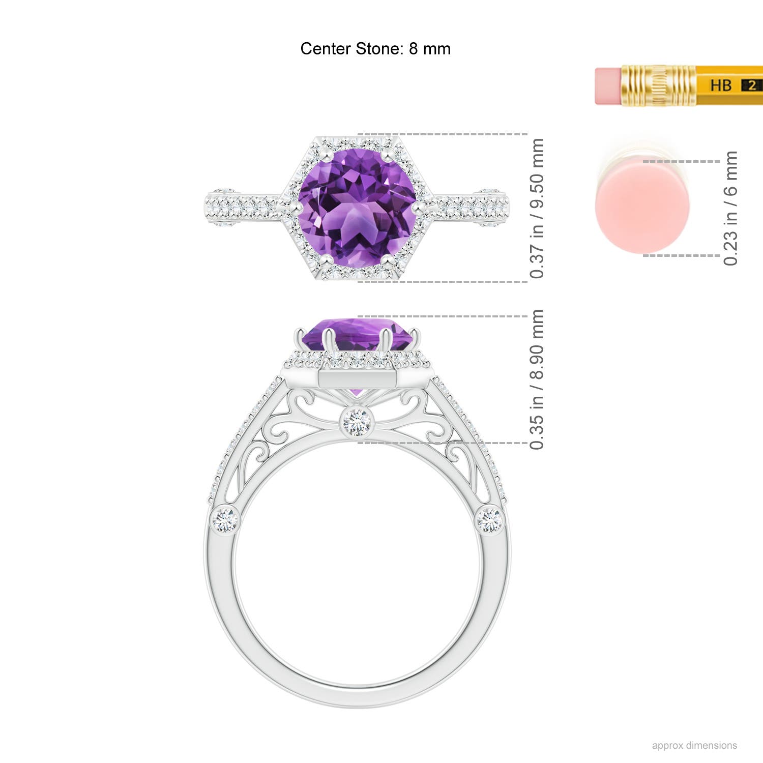 AA - Amethyst / 2.14 CT / 14 KT White Gold