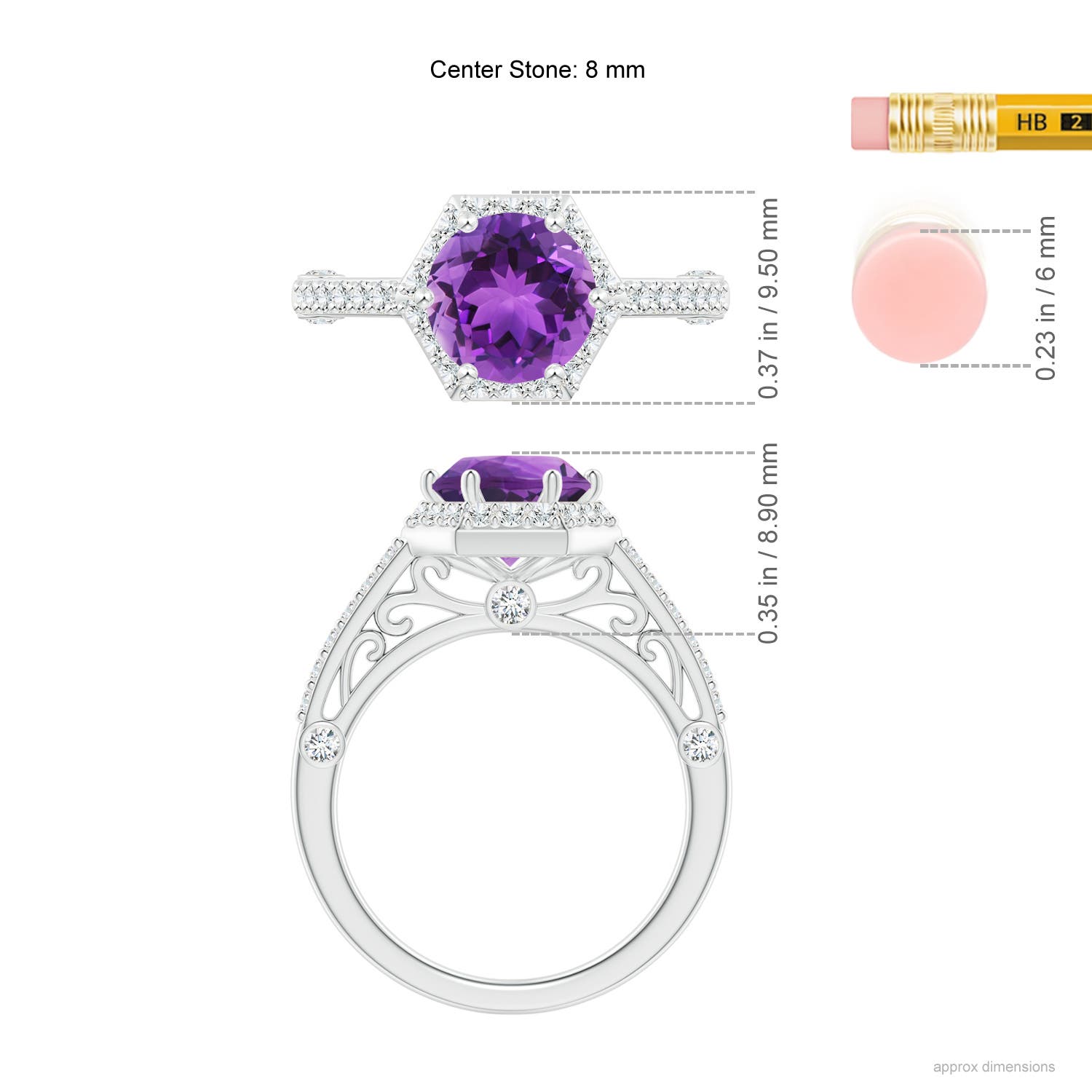 AAA - Amethyst / 2.14 CT / 14 KT White Gold