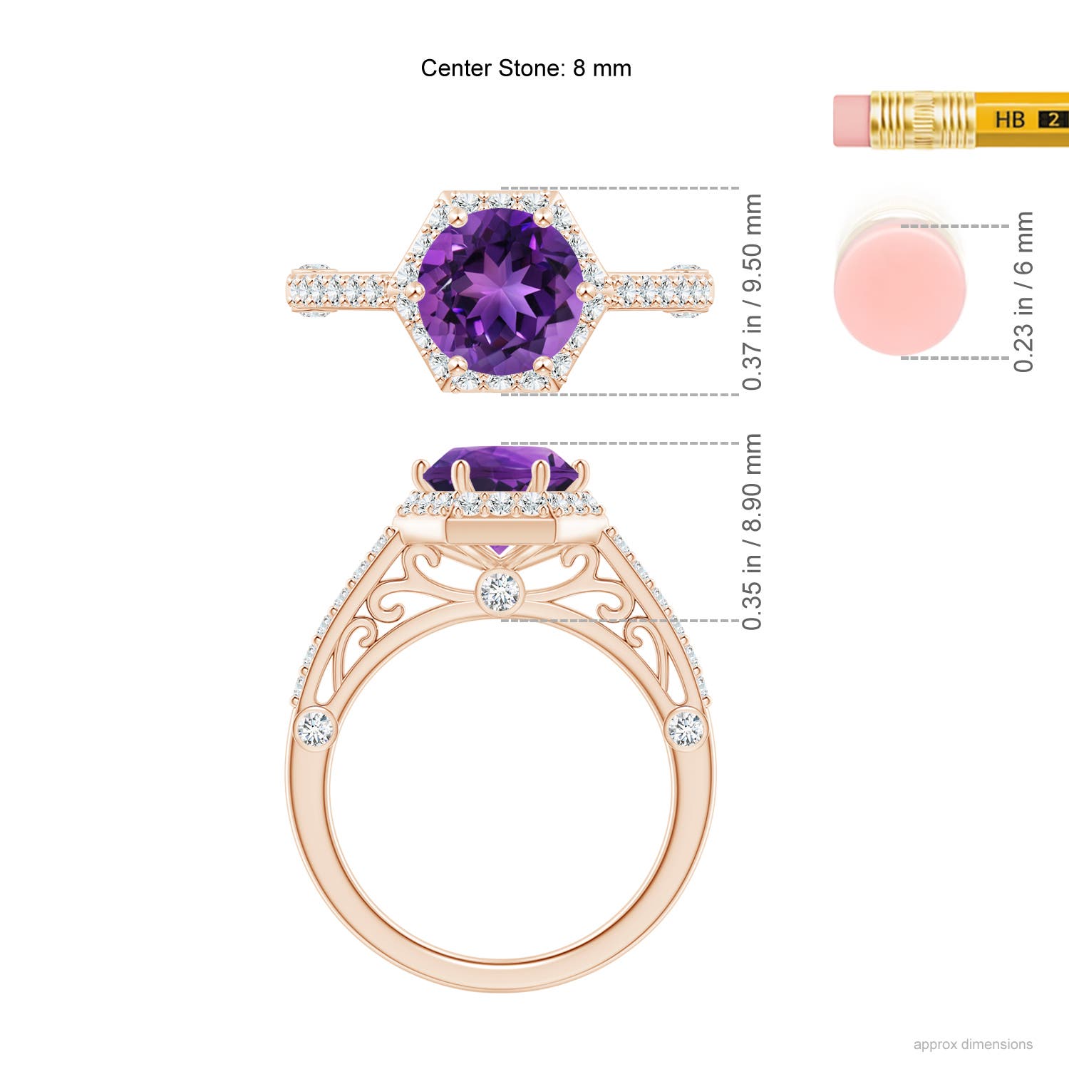 AAAA - Amethyst / 2.14 CT / 14 KT Rose Gold