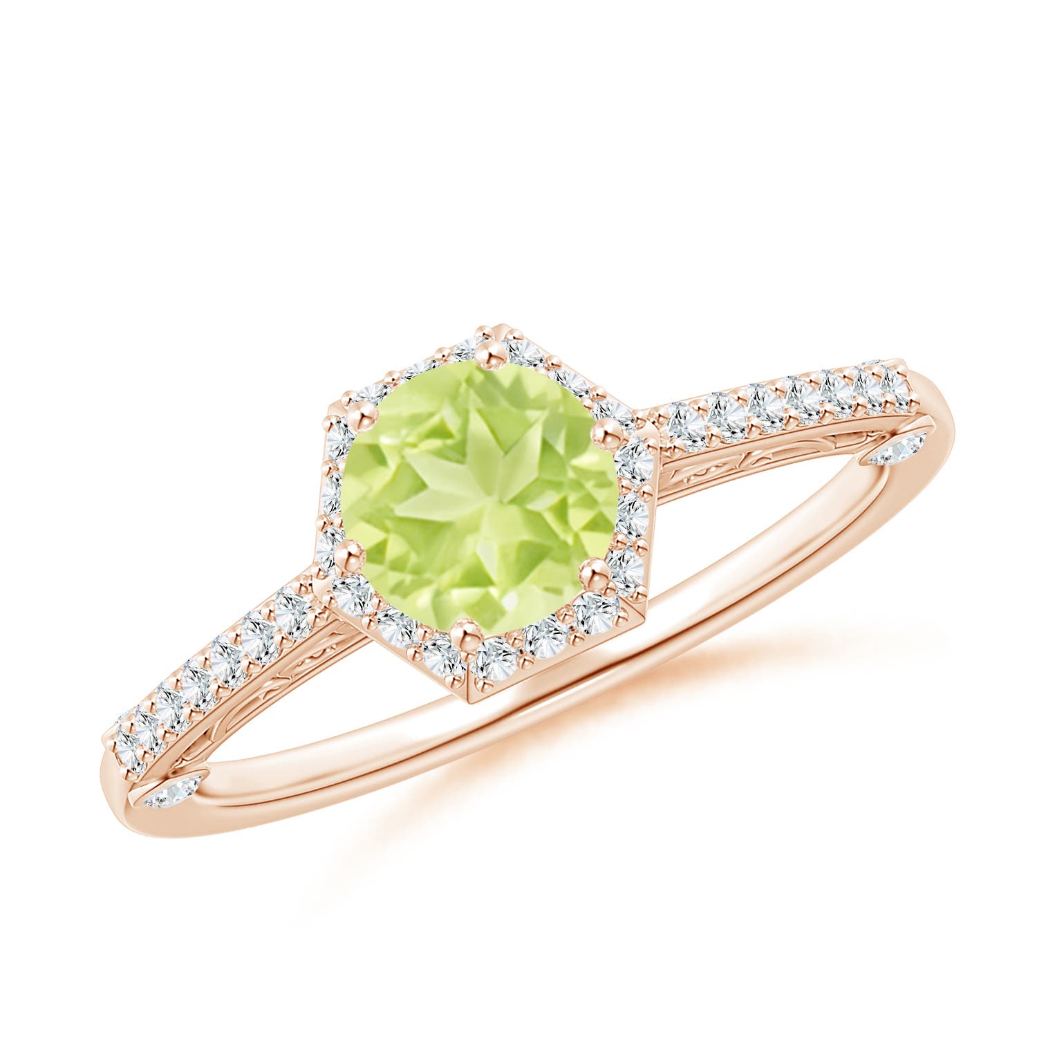 A - Peridot / 1.23 CT / 14 KT Rose Gold