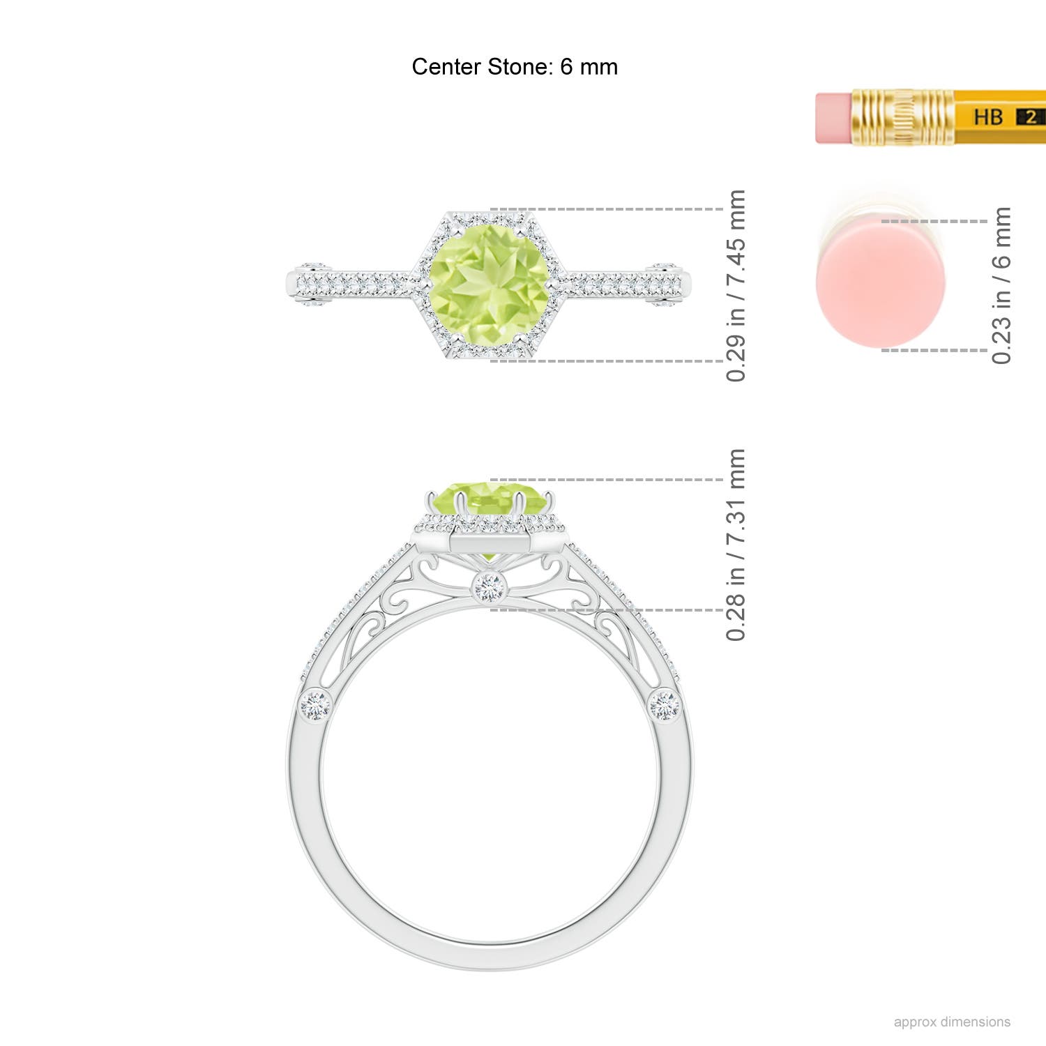 A - Peridot / 1.23 CT / 14 KT White Gold