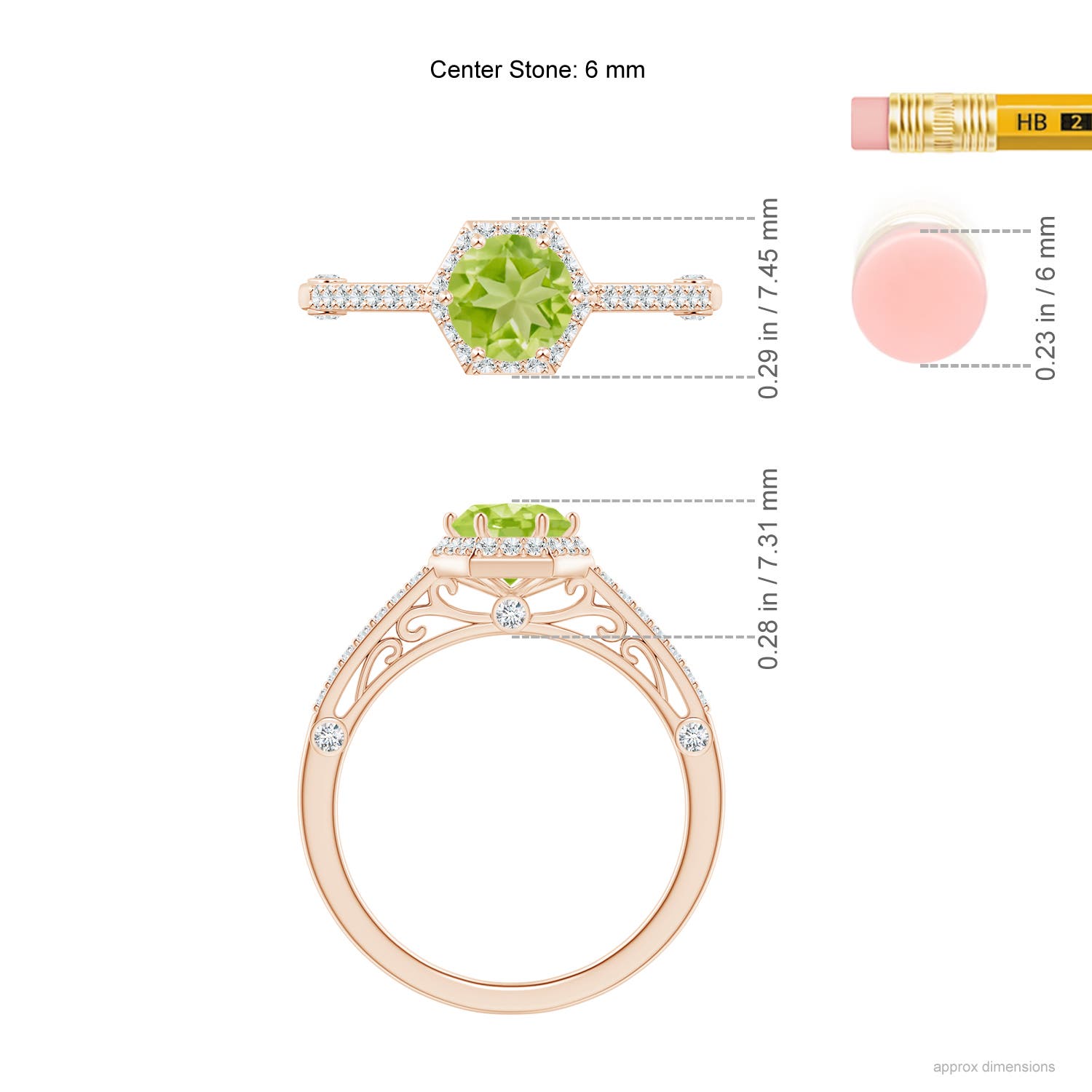 AA - Peridot / 1.23 CT / 14 KT Rose Gold