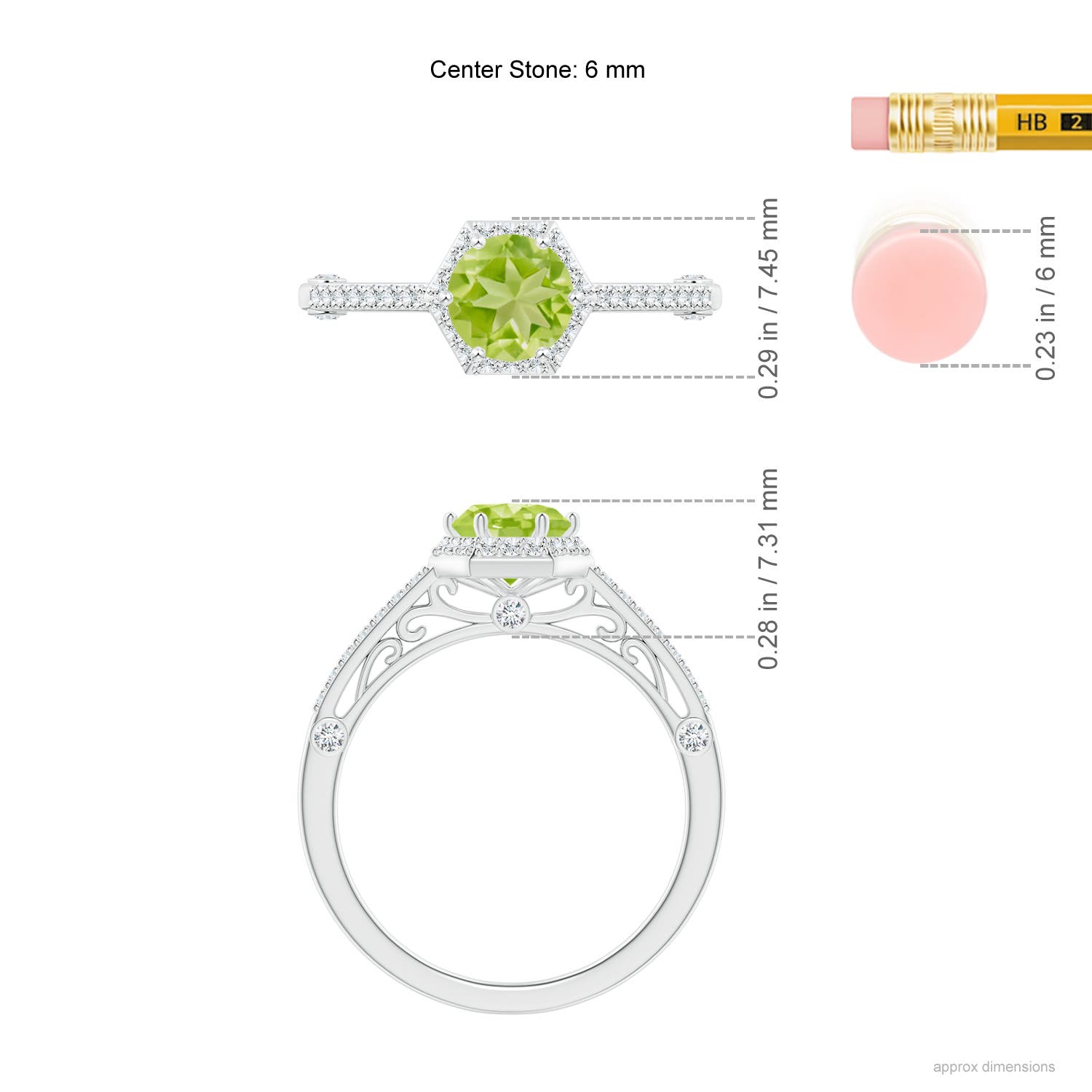 AA - Peridot / 1.23 CT / 14 KT White Gold