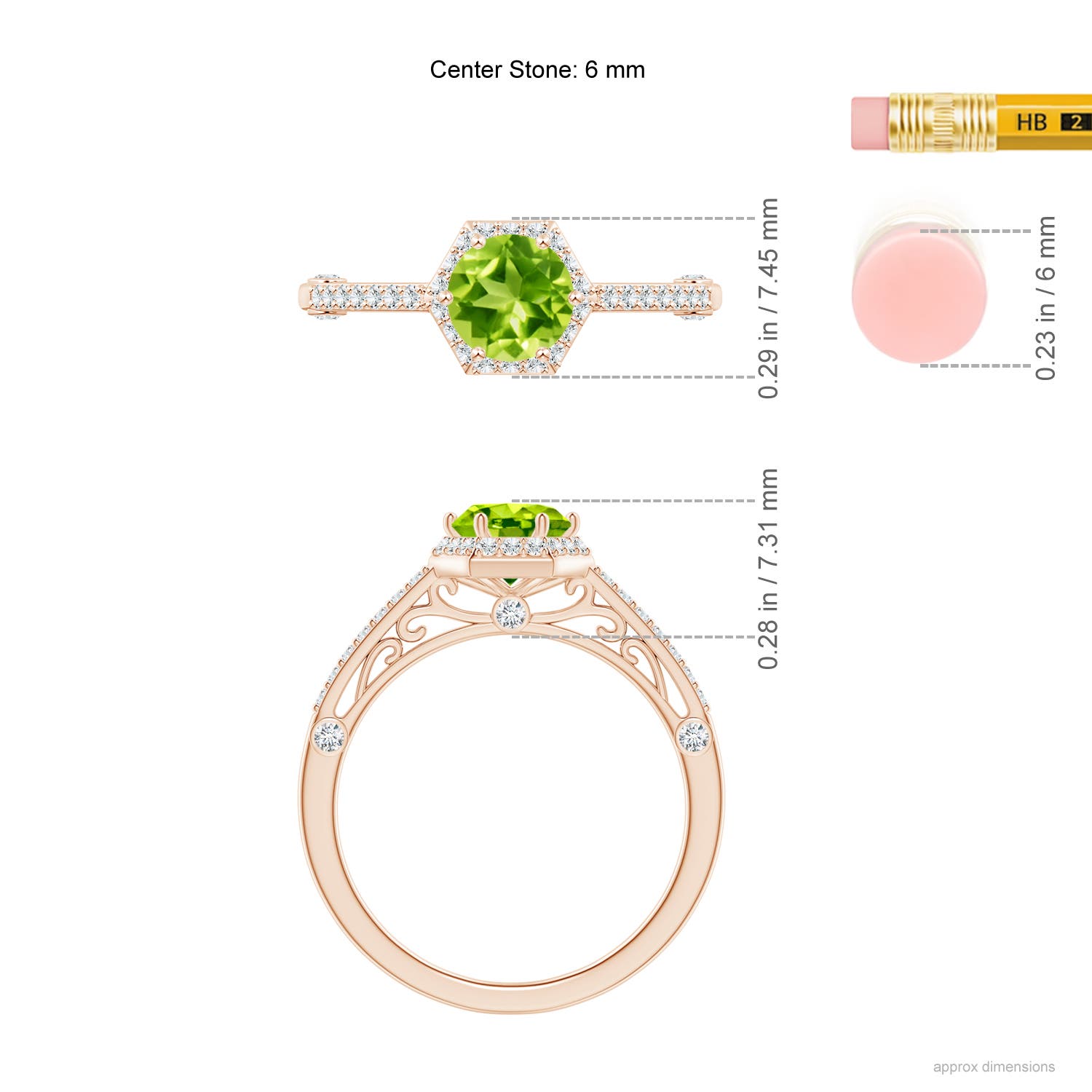 AAA - Peridot / 1.23 CT / 14 KT Rose Gold