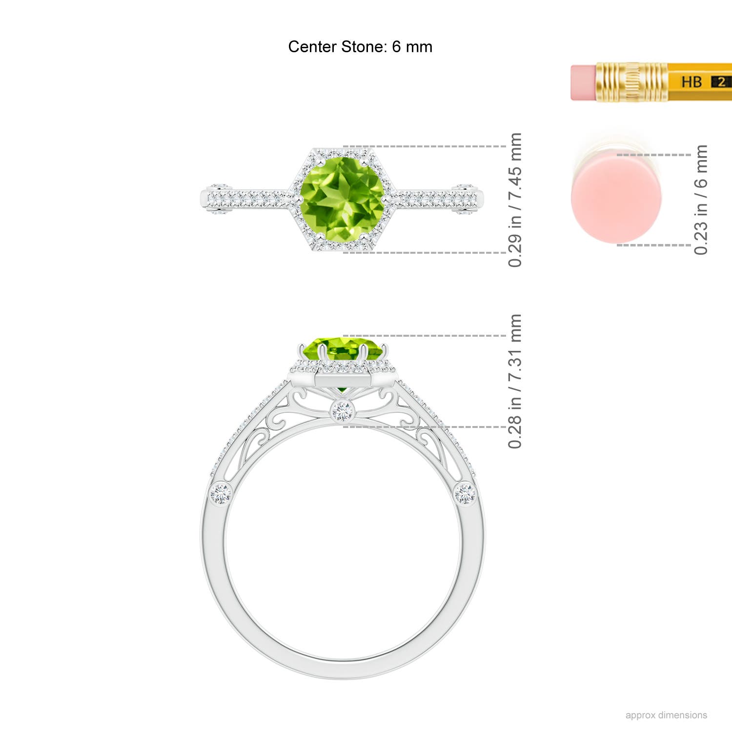 AAA - Peridot / 1.23 CT / 14 KT White Gold