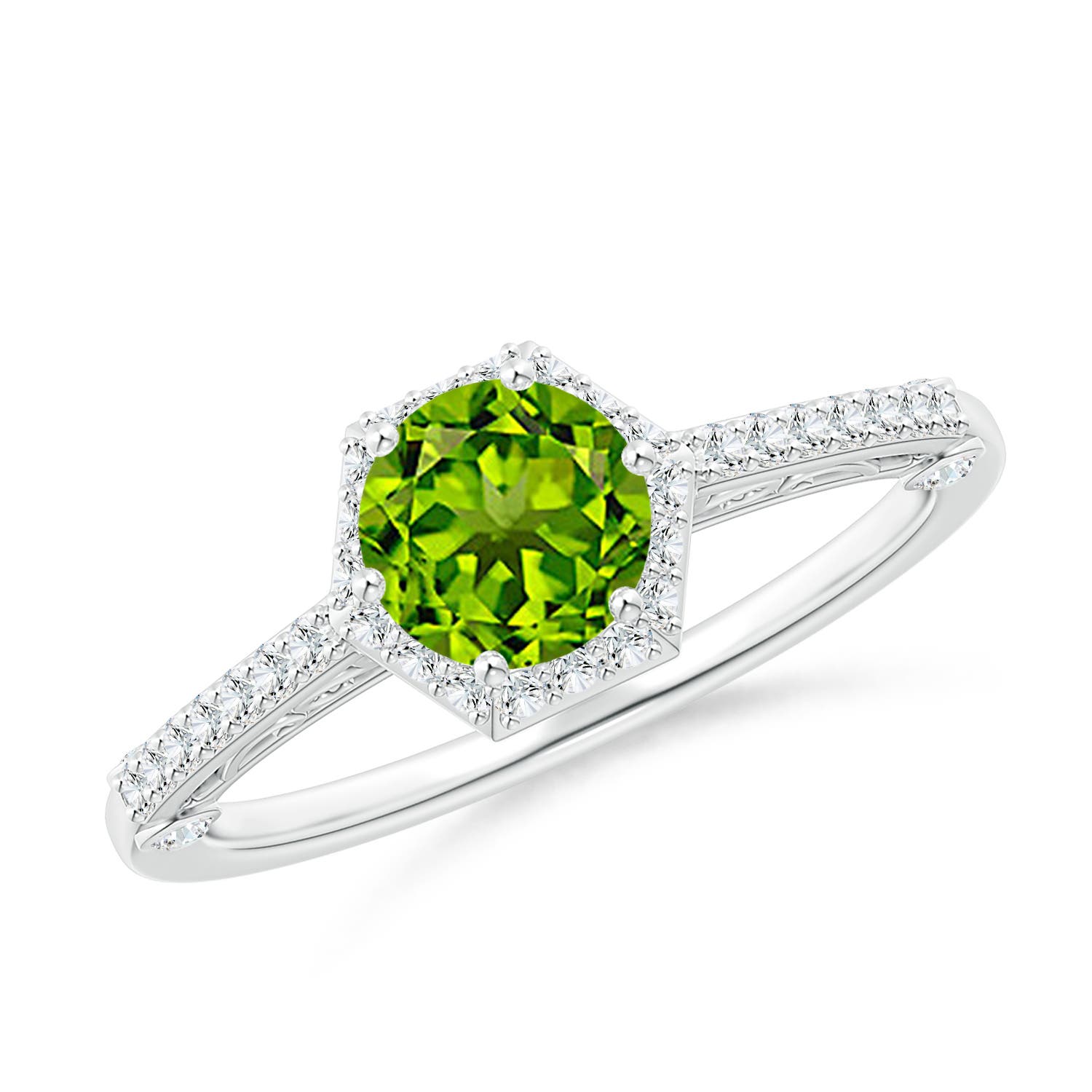 AAAA - Peridot / 1.23 CT / 14 KT White Gold