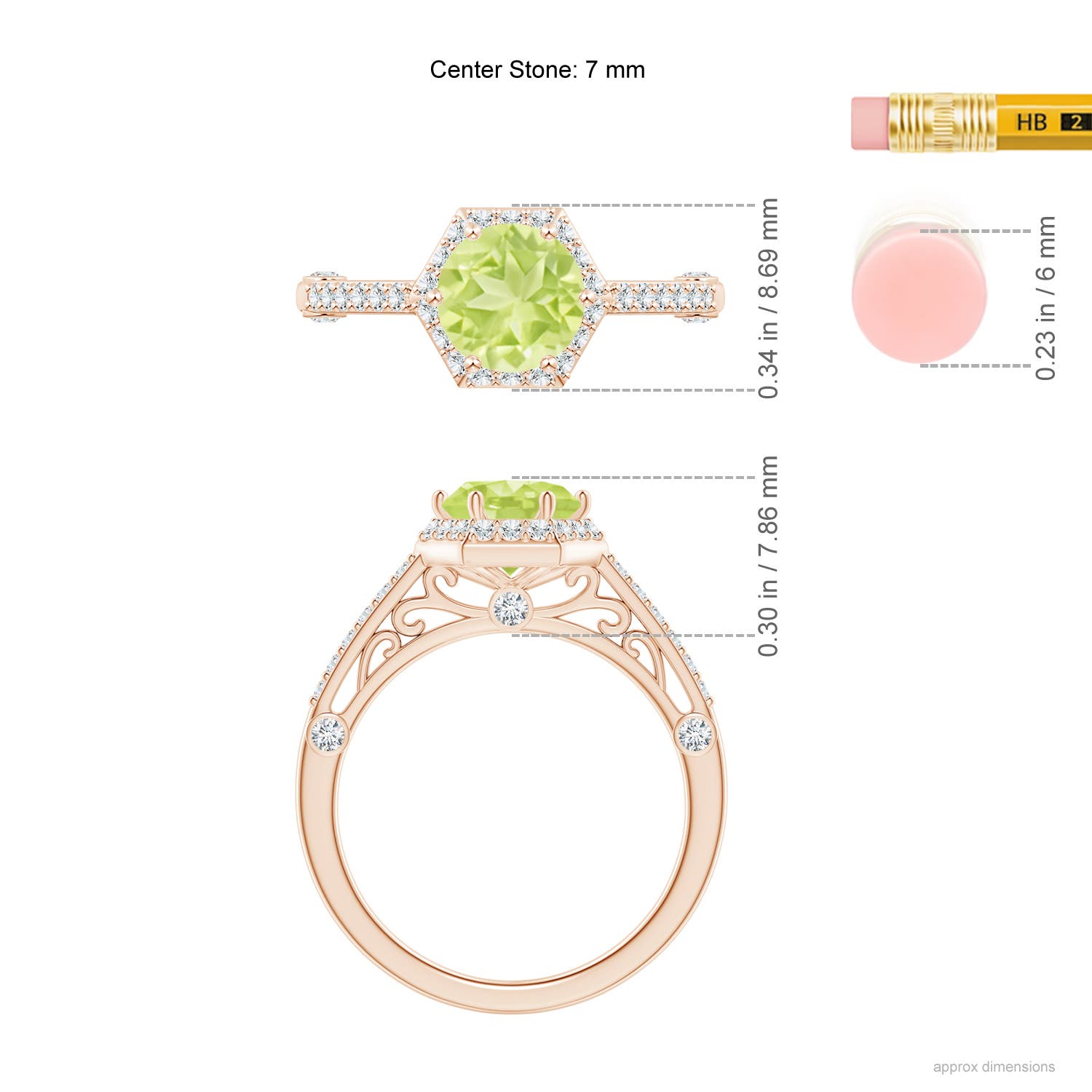 A - Peridot / 1.77 CT / 14 KT Rose Gold