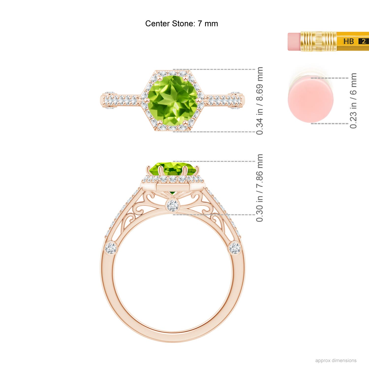 AAA - Peridot / 1.77 CT / 14 KT Rose Gold