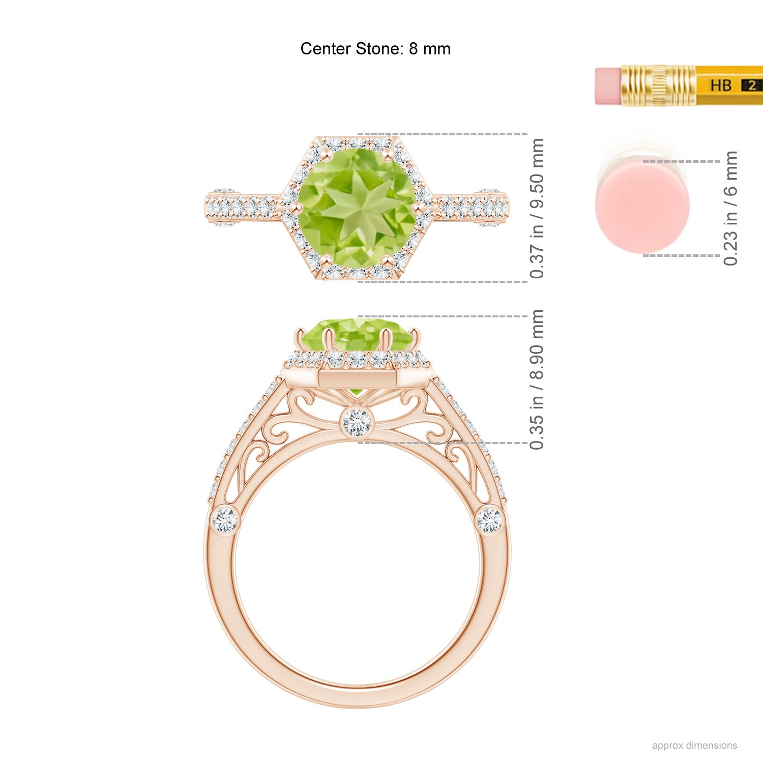 AA - Peridot / 2.44 CT / 14 KT Rose Gold