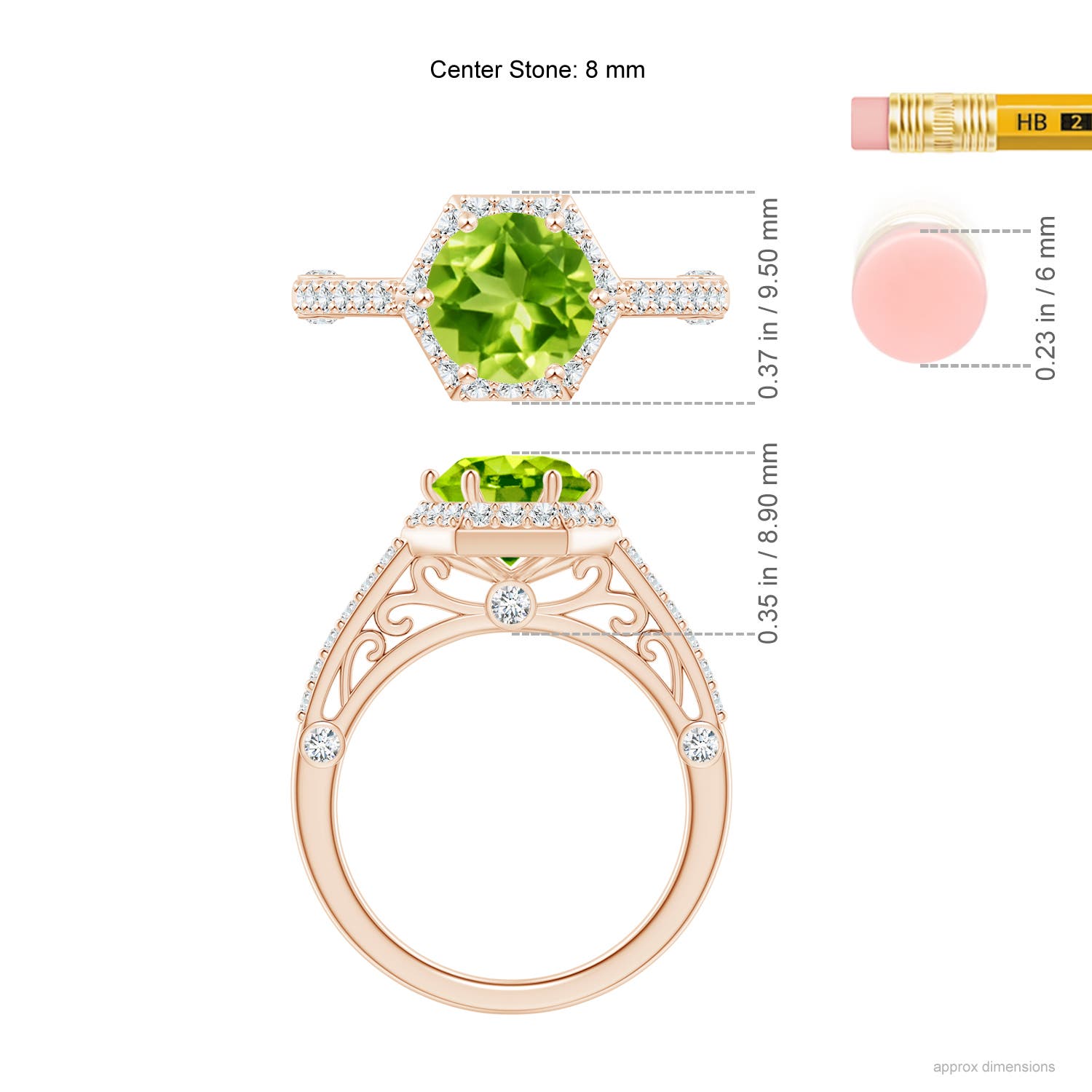 AAA - Peridot / 2.44 CT / 14 KT Rose Gold