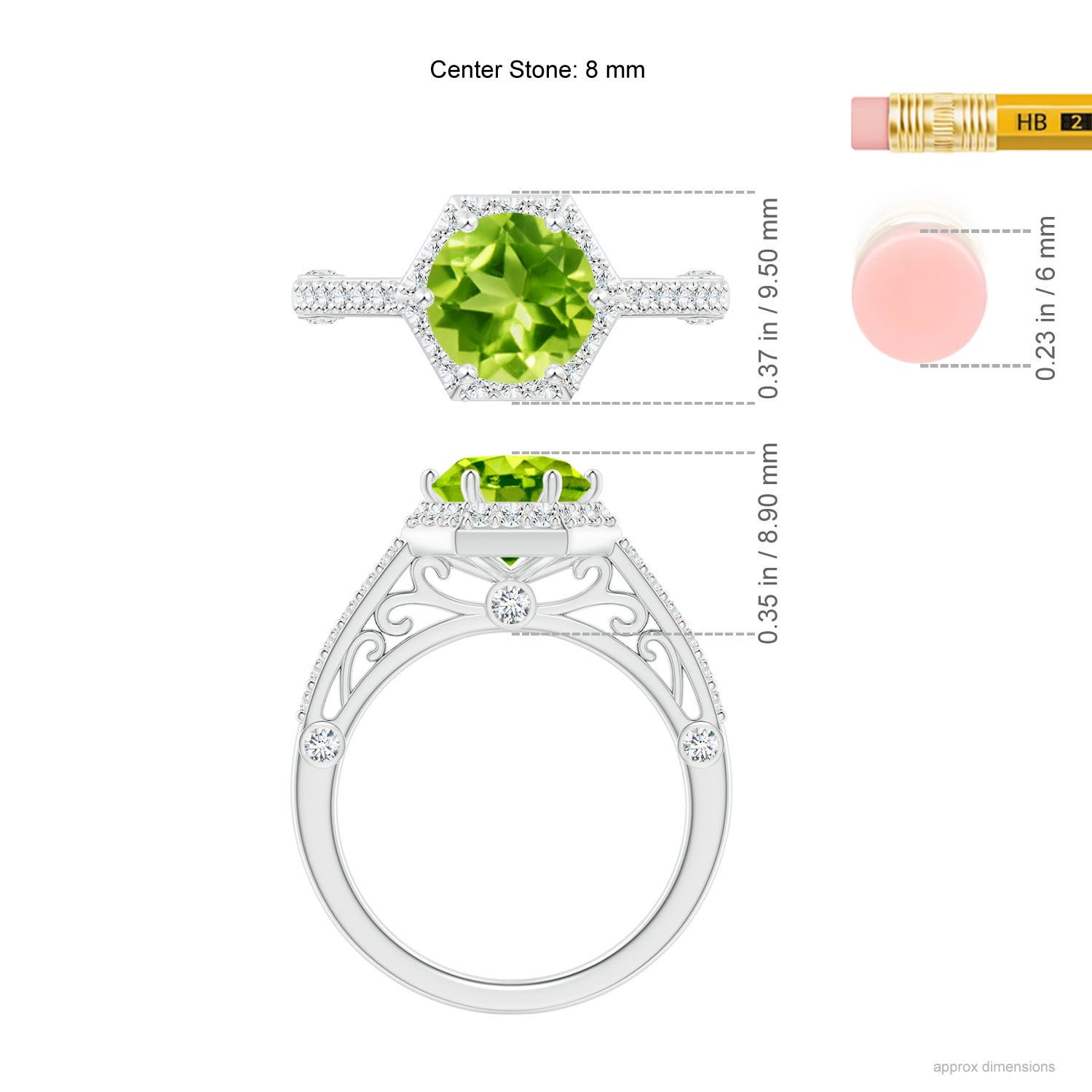 AAA - Peridot / 2.44 CT / 14 KT White Gold