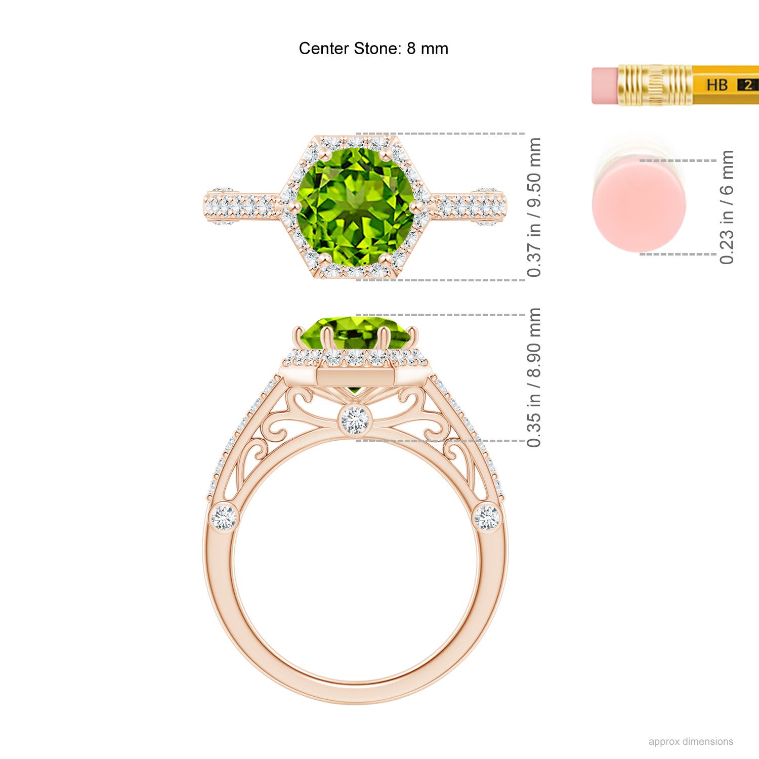 AAAA - Peridot / 2.44 CT / 14 KT Rose Gold