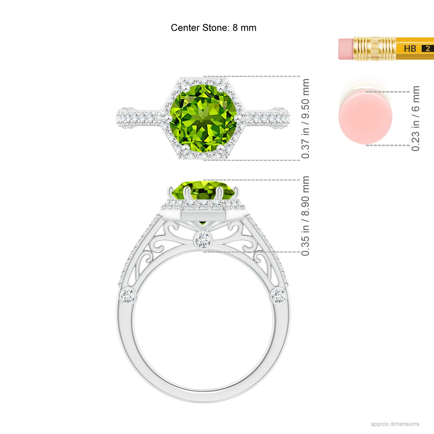 AAAA - Peridot / 2.44 CT / 14 KT White Gold