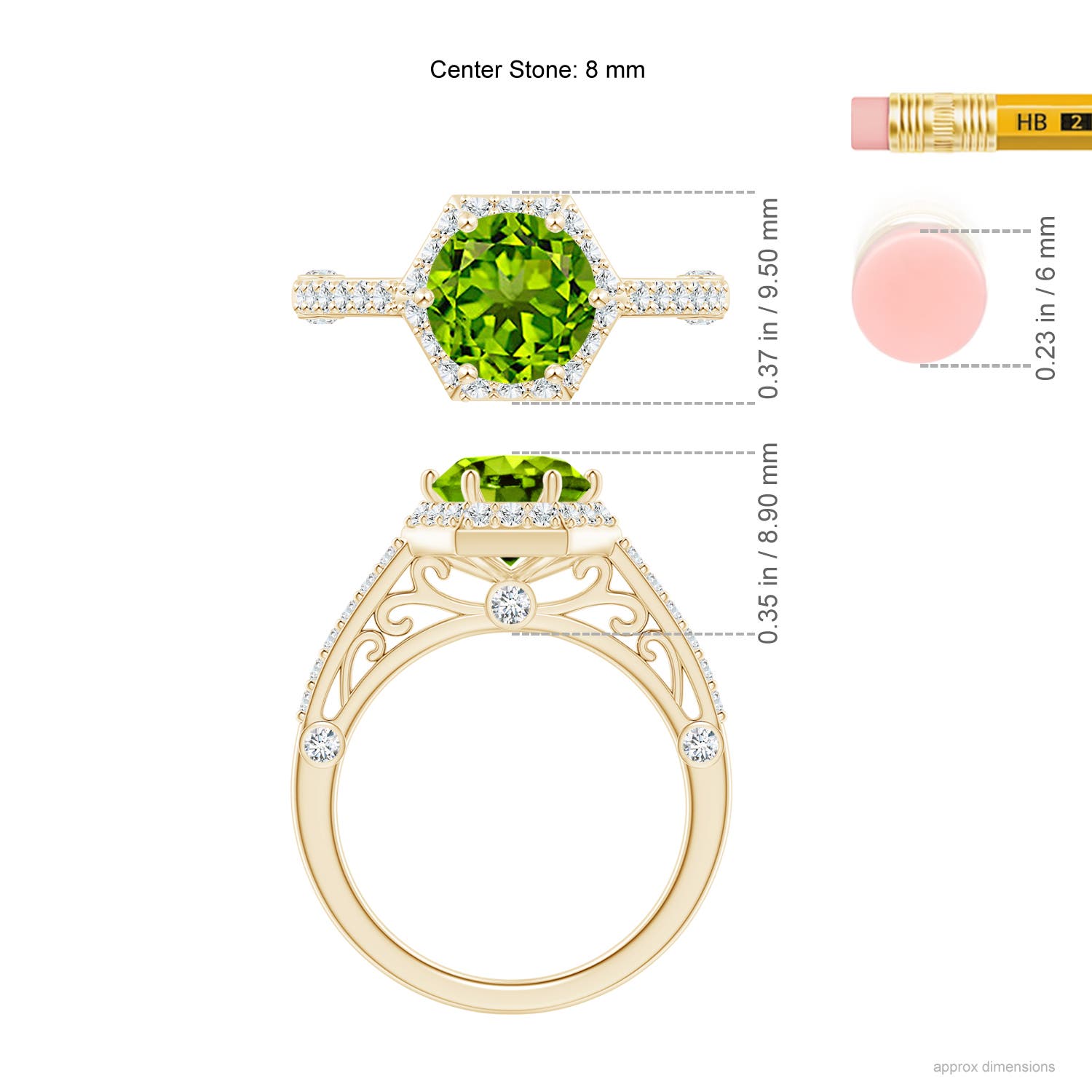 AAAA - Peridot / 2.44 CT / 14 KT Yellow Gold