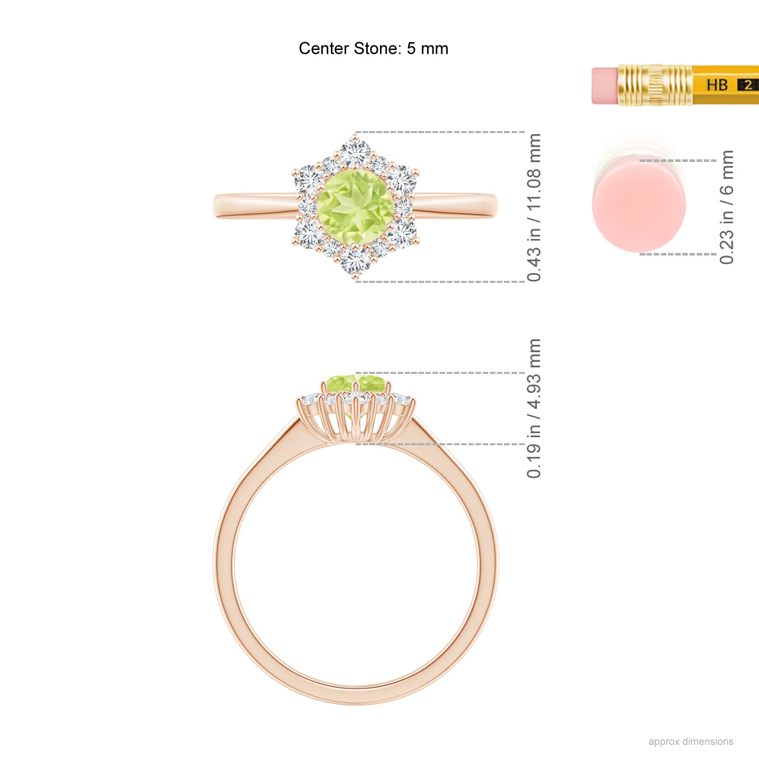 A - Peridot / 0.83 CT / 14 KT Rose Gold