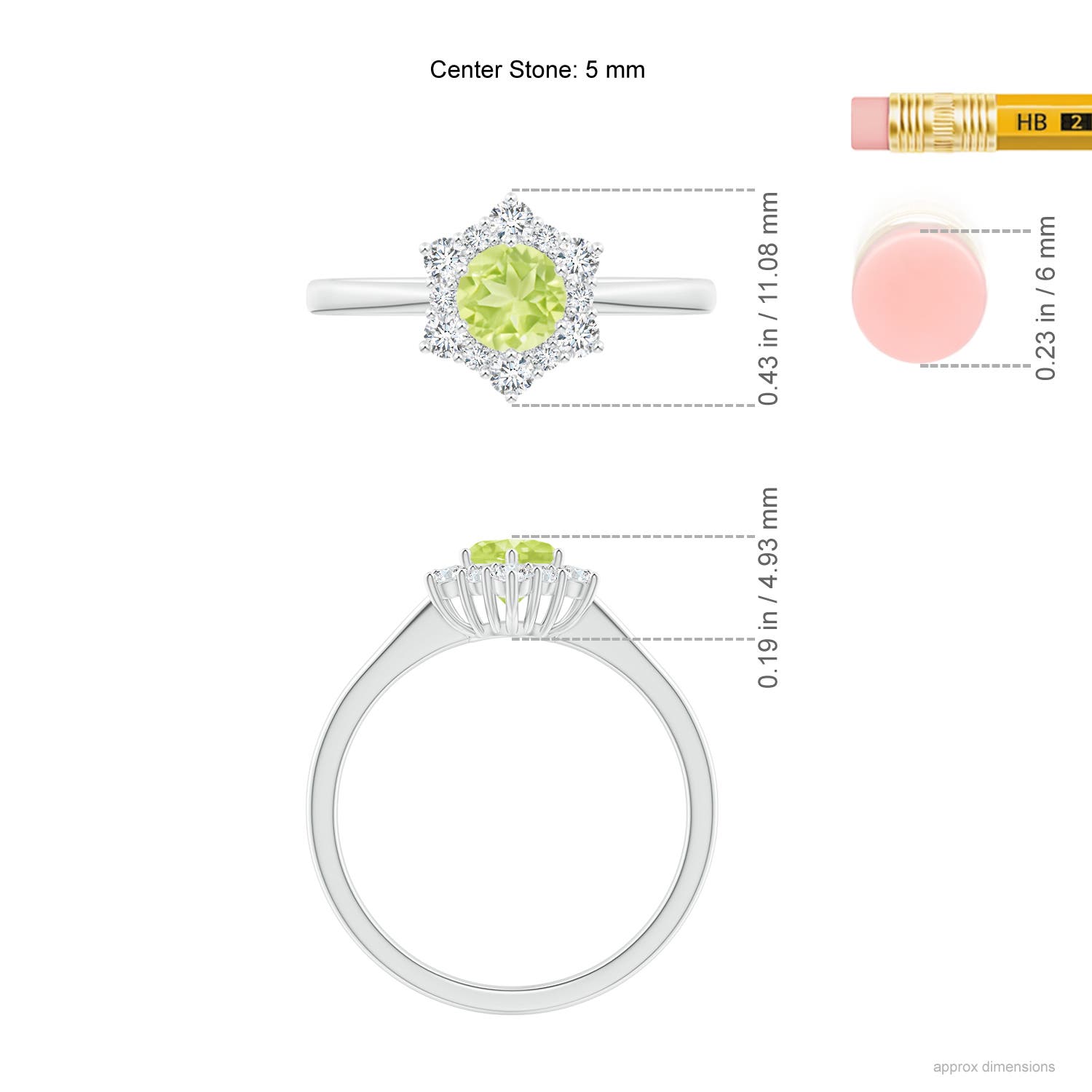 A - Peridot / 0.83 CT / 14 KT White Gold