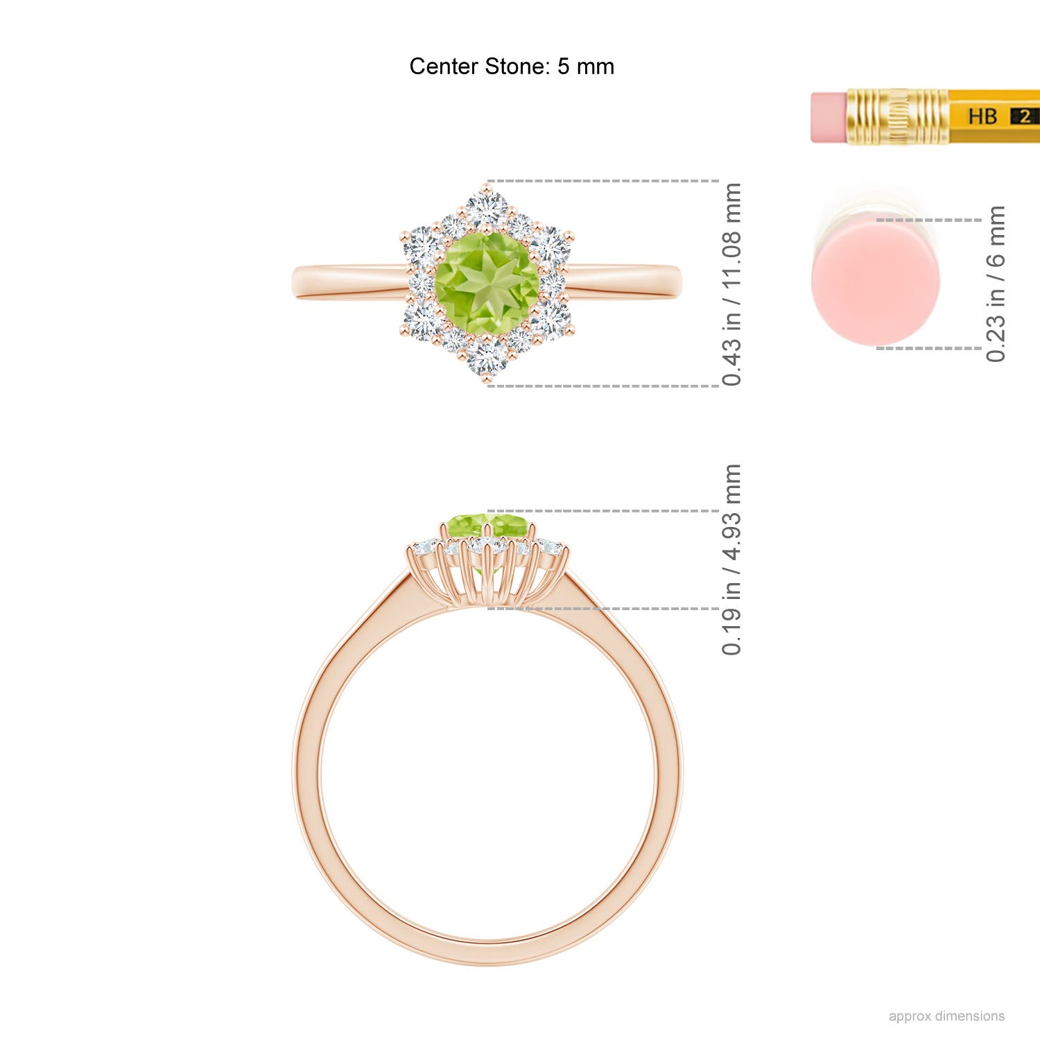 AA - Peridot / 0.83 CT / 14 KT Rose Gold