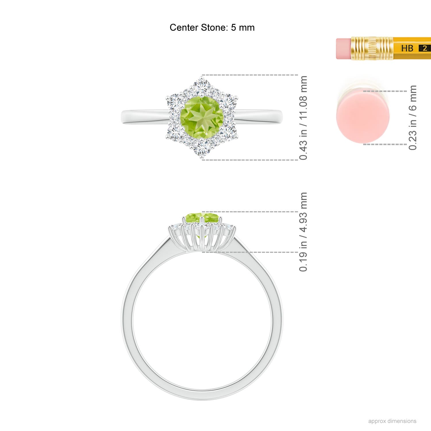 AA - Peridot / 0.83 CT / 14 KT White Gold