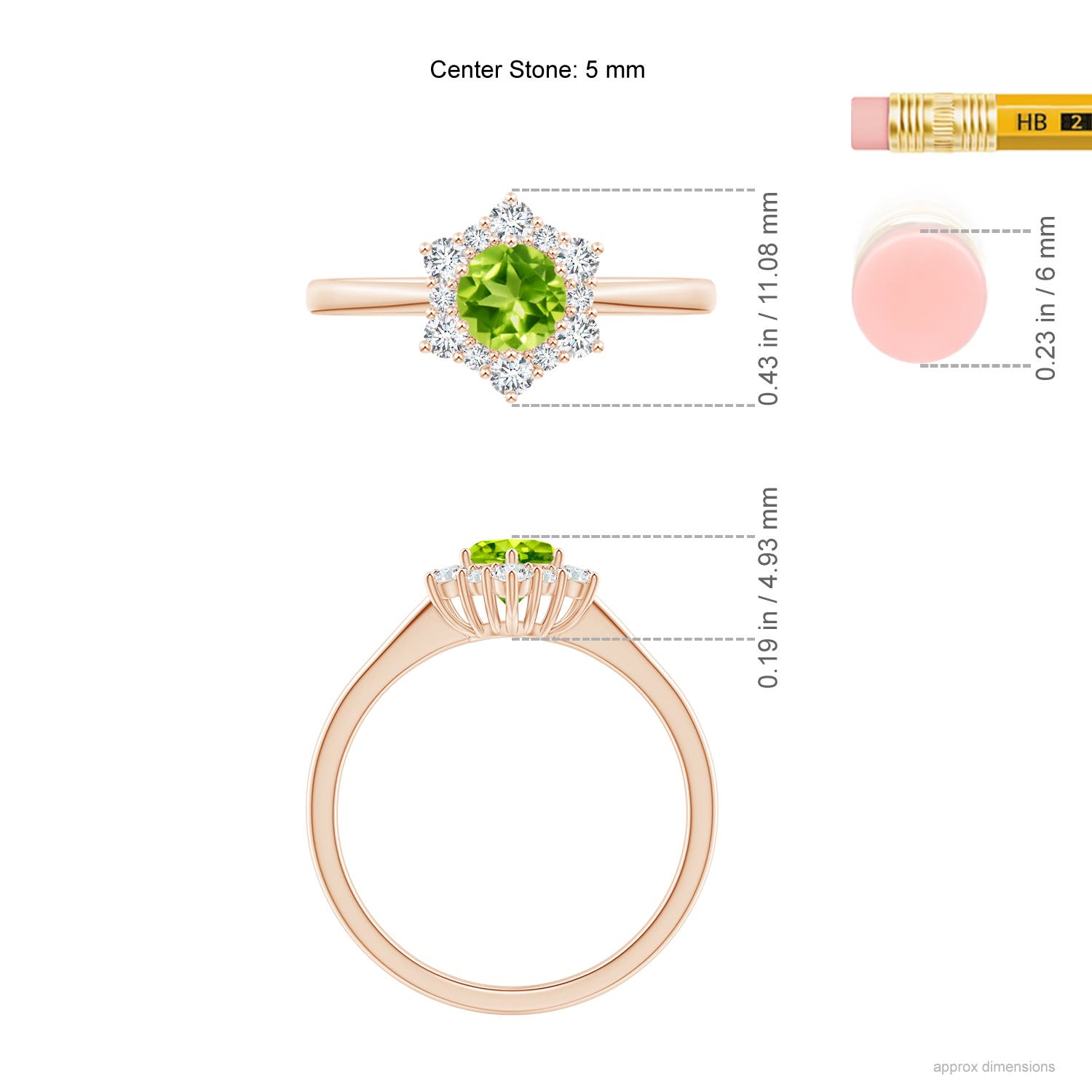 AAA - Peridot / 0.83 CT / 14 KT Rose Gold