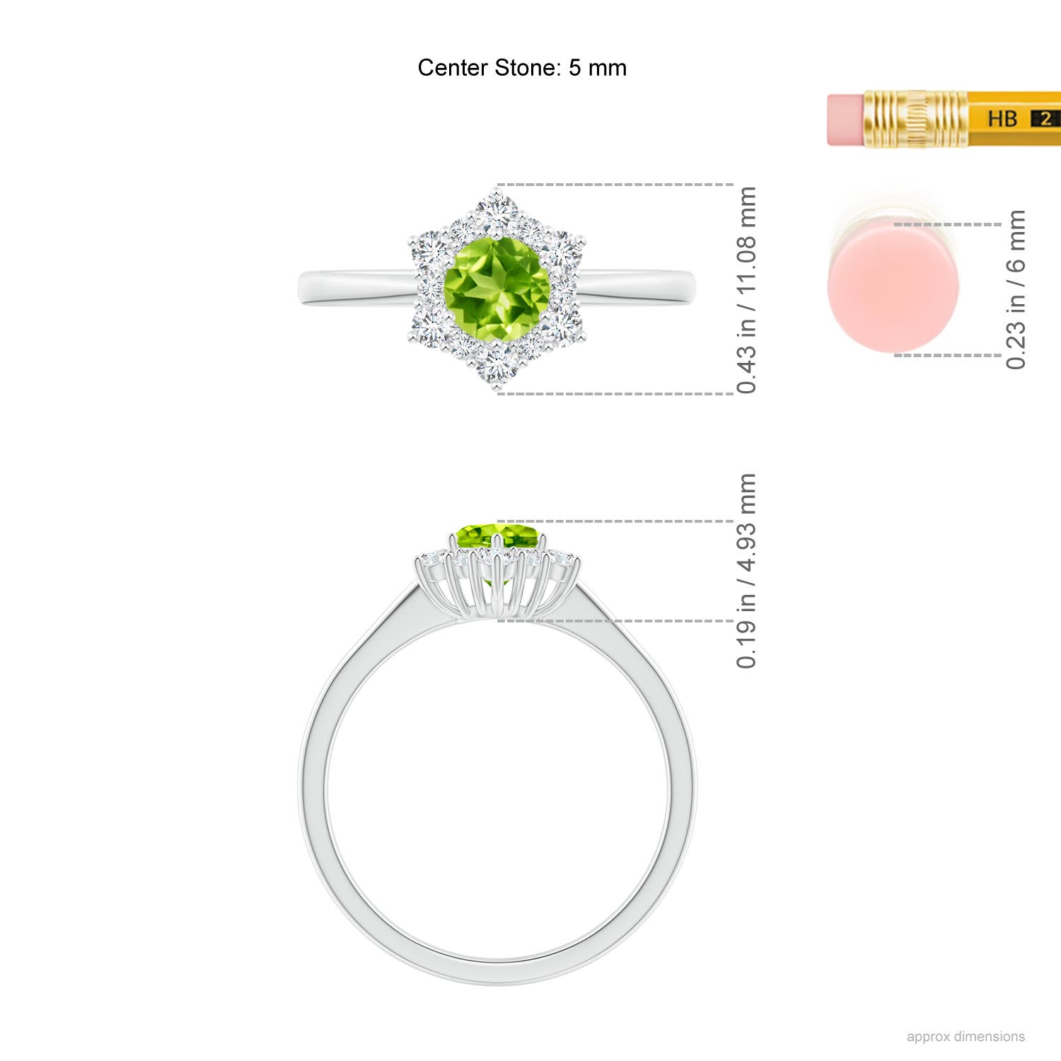 AAA - Peridot / 0.83 CT / 14 KT White Gold