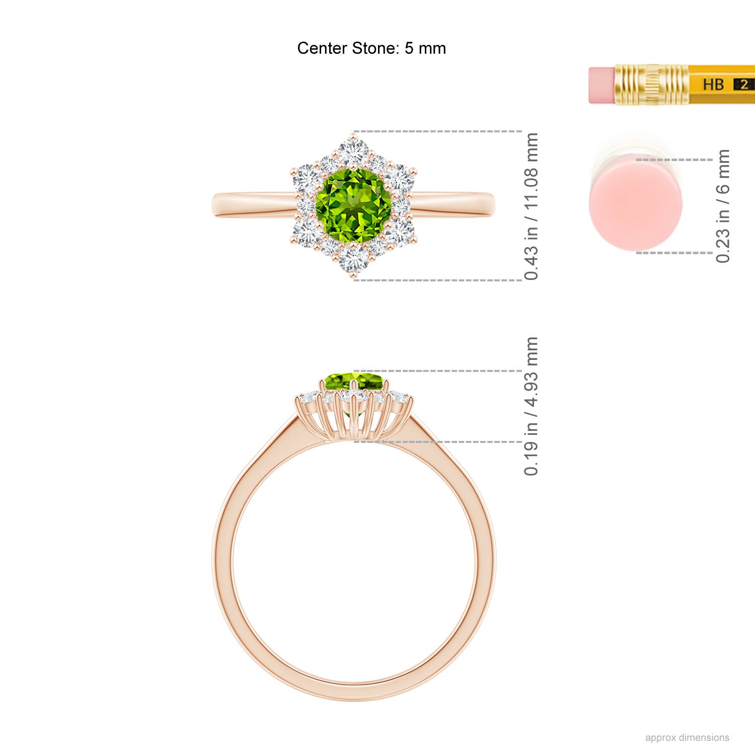 AAAA - Peridot / 0.83 CT / 14 KT Rose Gold