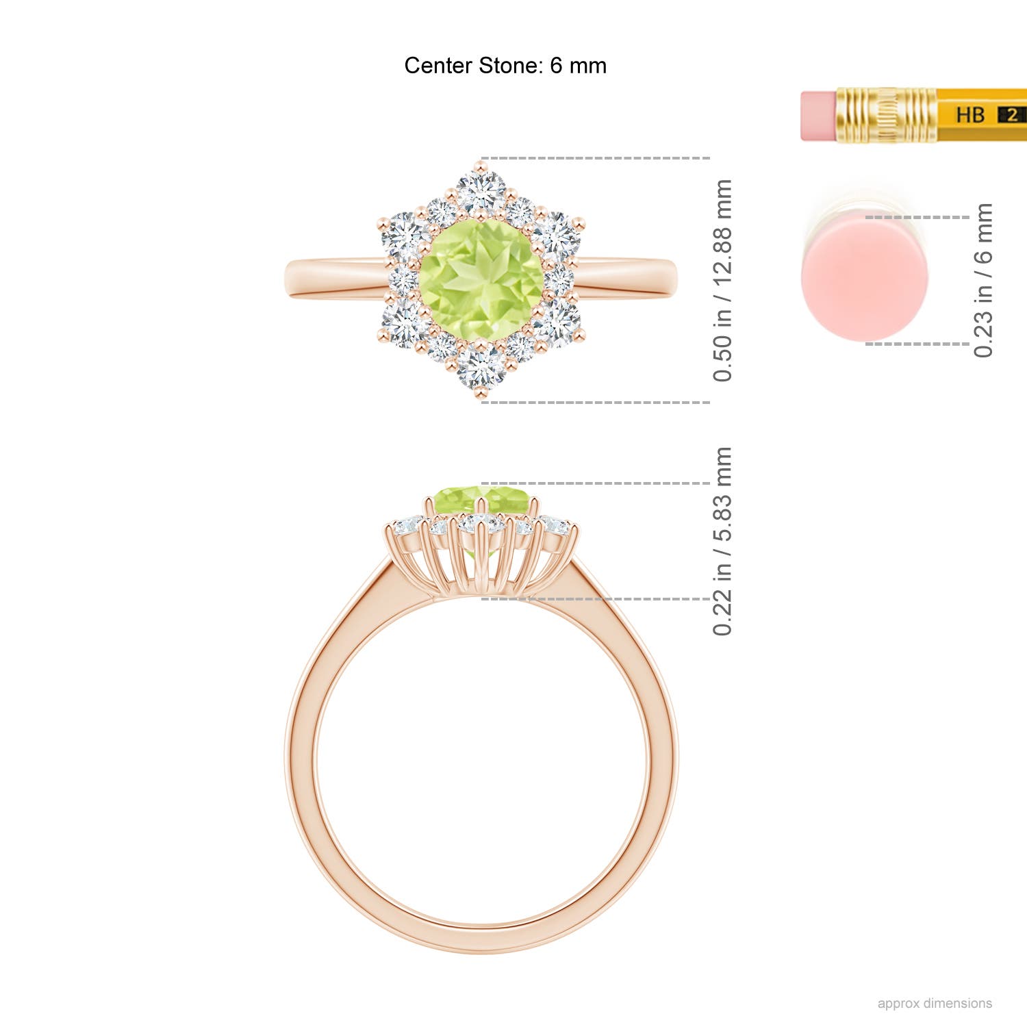 A - Peridot / 1.47 CT / 14 KT Rose Gold