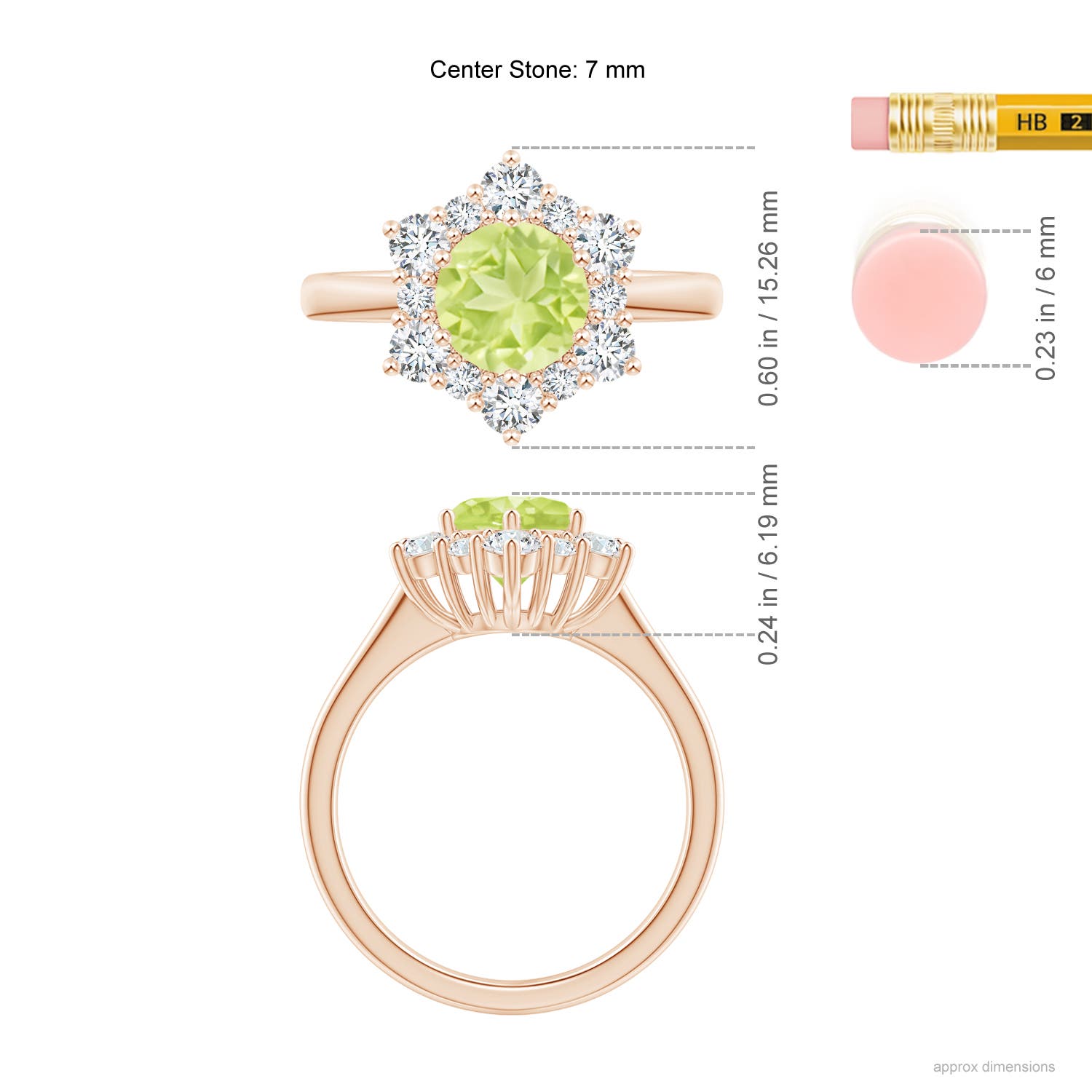 A - Peridot / 2.2 CT / 14 KT Rose Gold