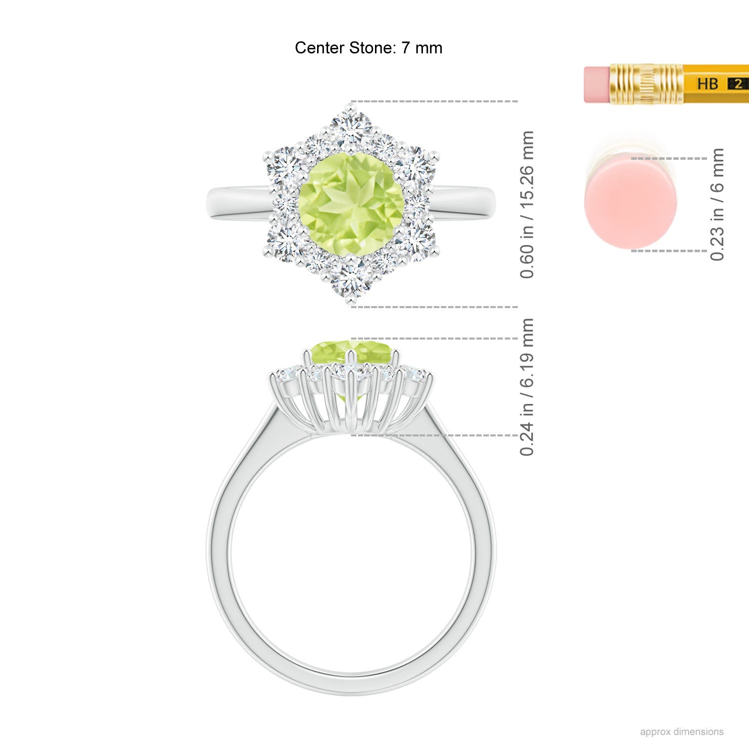 A - Peridot / 2.2 CT / 14 KT White Gold