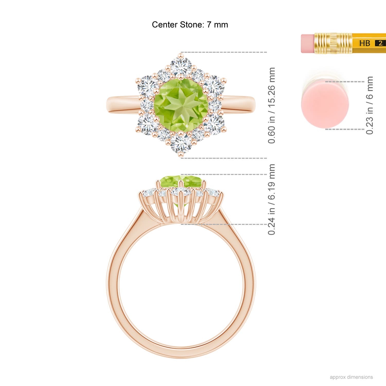 AA - Peridot / 2.2 CT / 14 KT Rose Gold