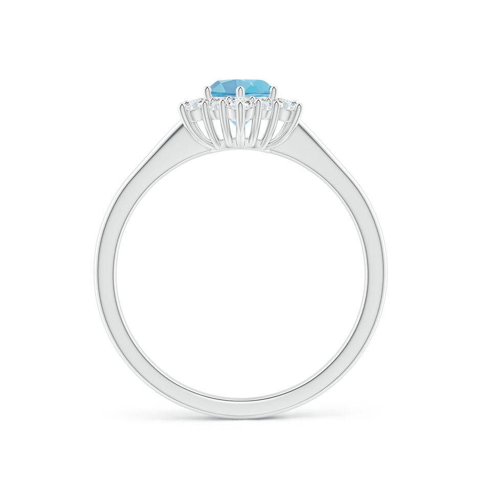5mm A Swiss Blue Topaz and Diamond Floral Halo Engagement Ring in White Gold side 1