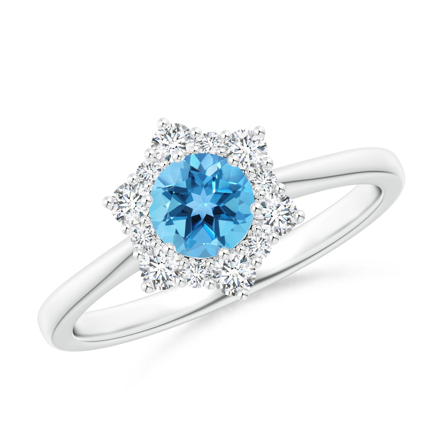 AA - Swiss Blue Topaz / 0.88 CT / 14 KT White Gold