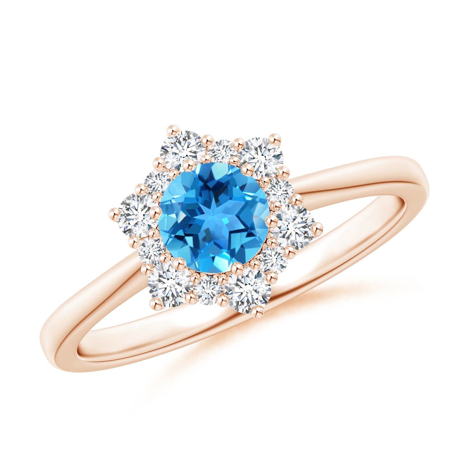 AAA - Swiss Blue Topaz / 0.88 CT / 14 KT Rose Gold