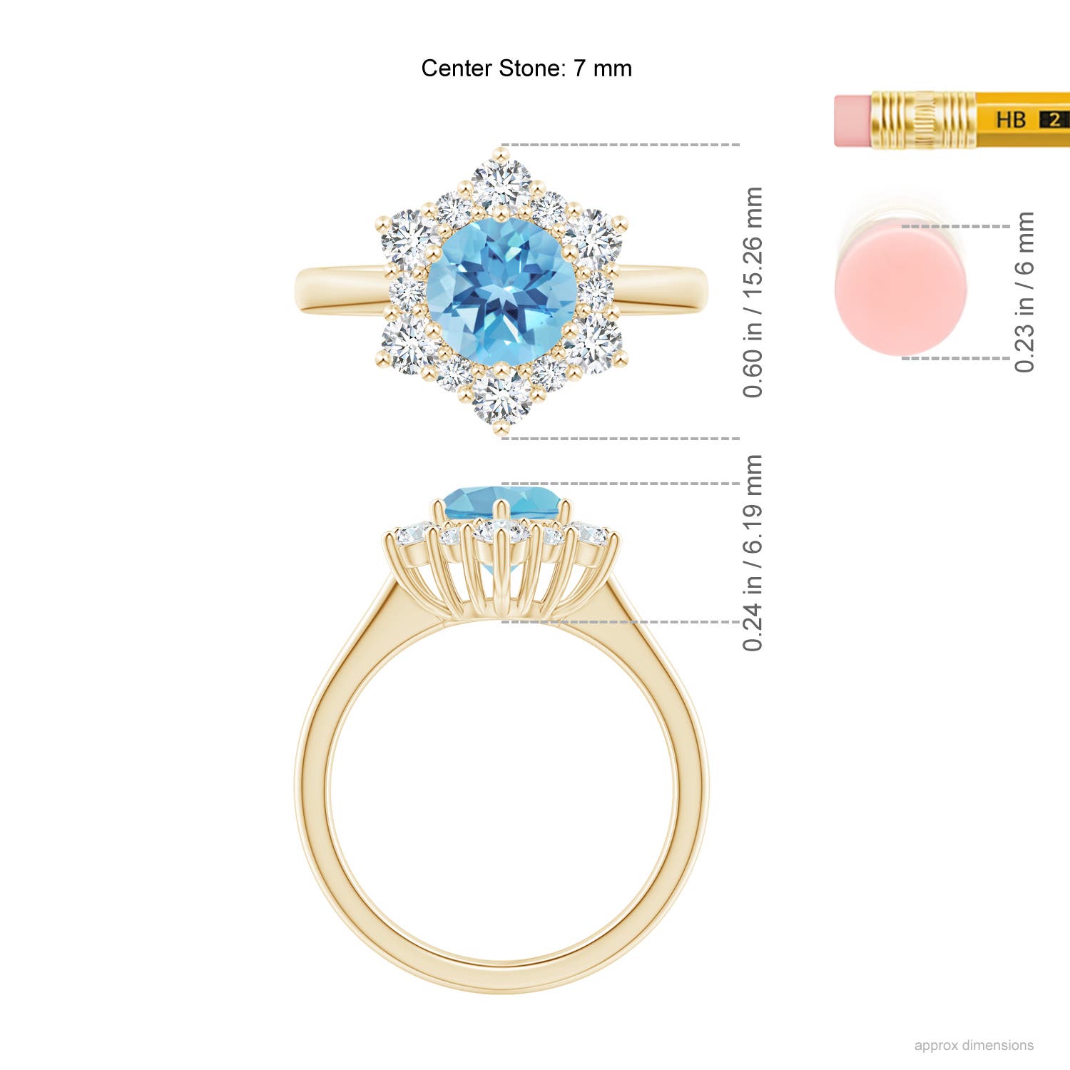 A - Swiss Blue Topaz / 2.35 CT / 14 KT Yellow Gold