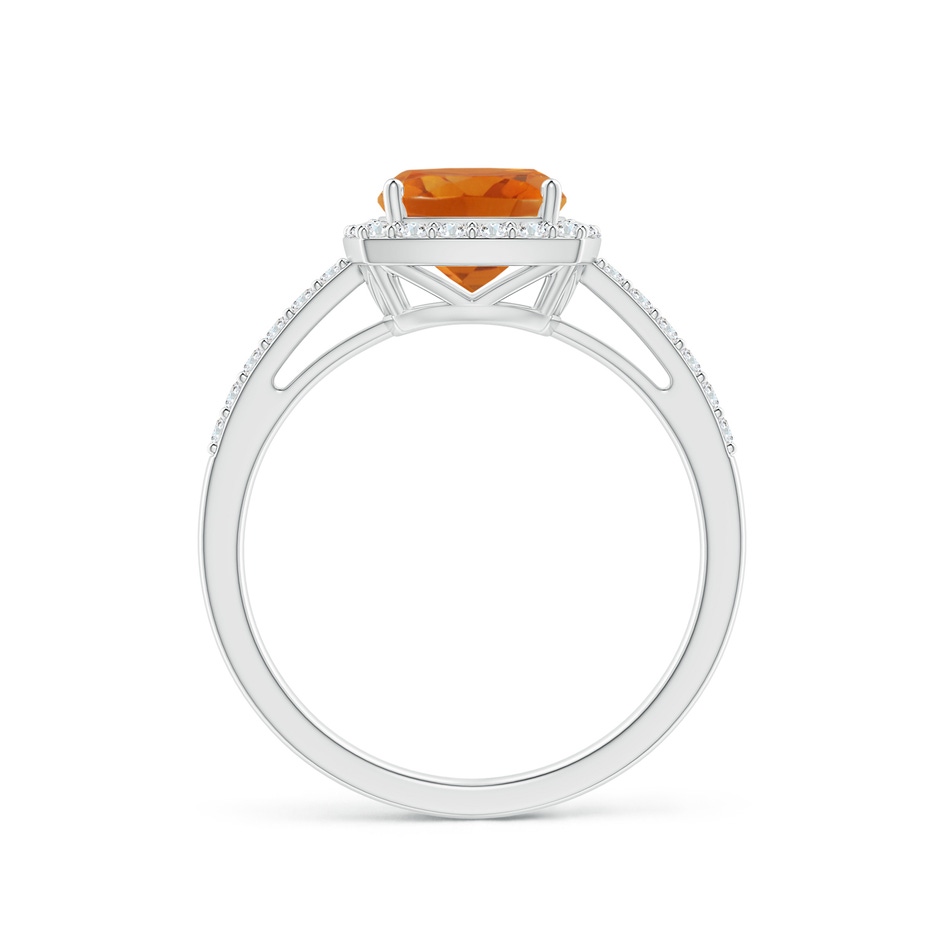 7mm AAA Cushion Citrine Engagement Ring with Diamond Halo in White Gold side 1