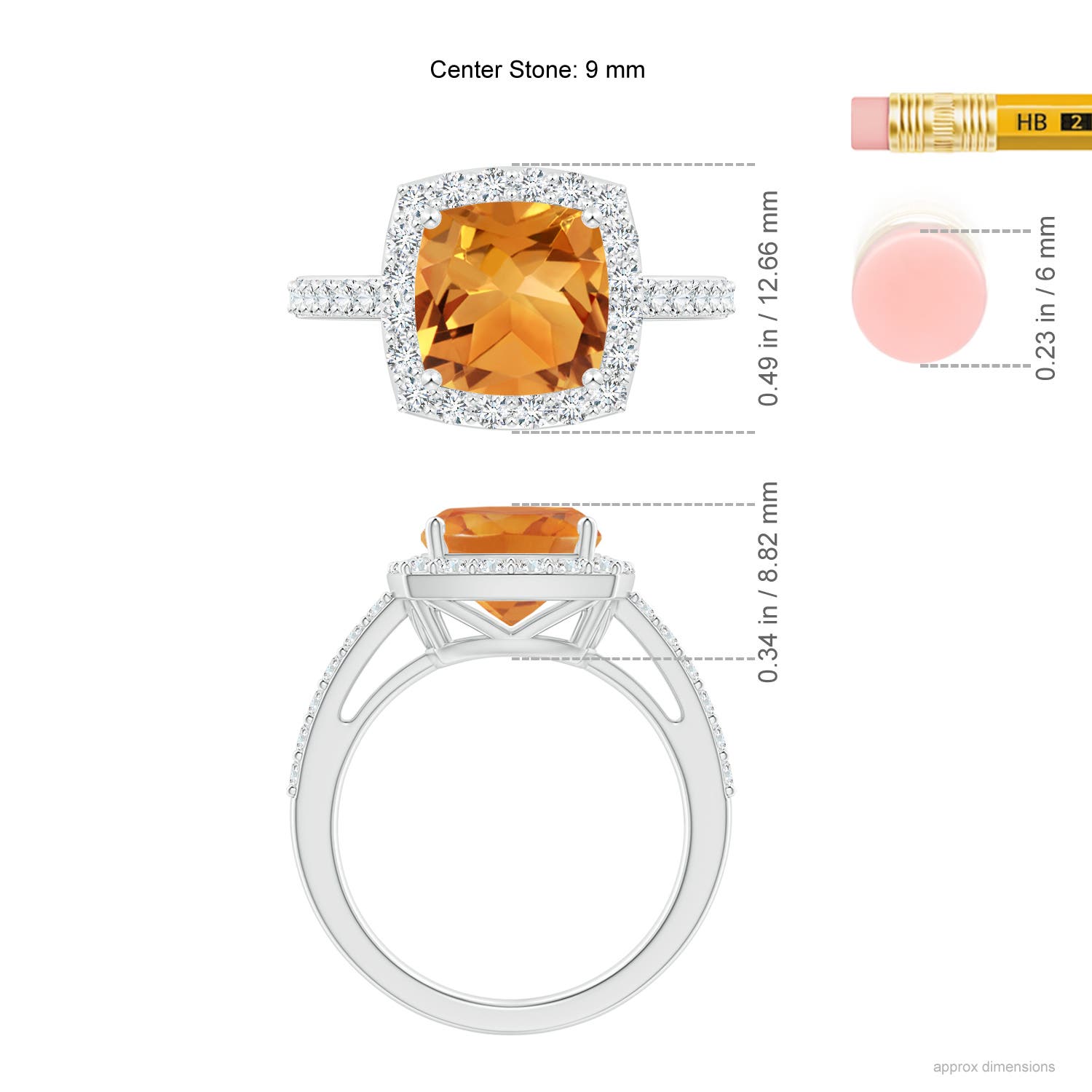 AA - Citrine / 3.13 CT / 14 KT White Gold