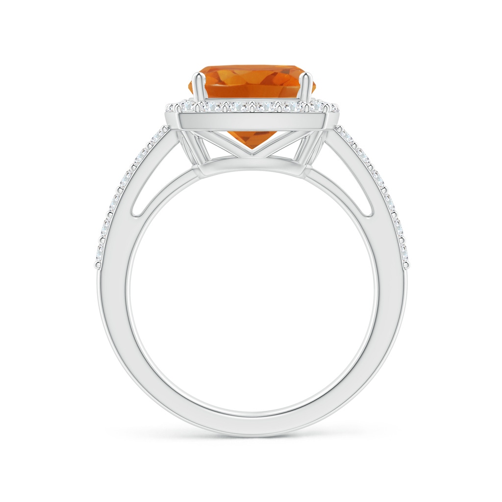 9mm AAA Cushion Citrine Engagement Ring with Diamond Halo in White Gold Side 1