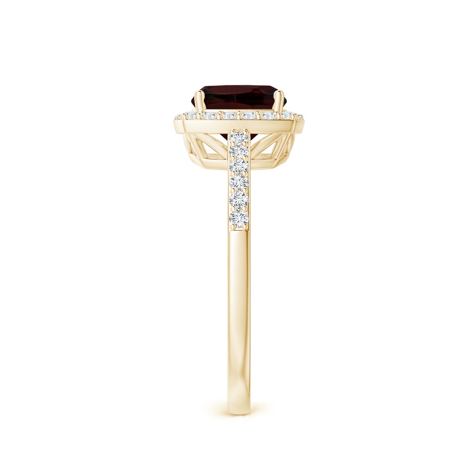 7mm A Cushion Garnet Engagement Ring with Diamond Halo in Yellow Gold side 2